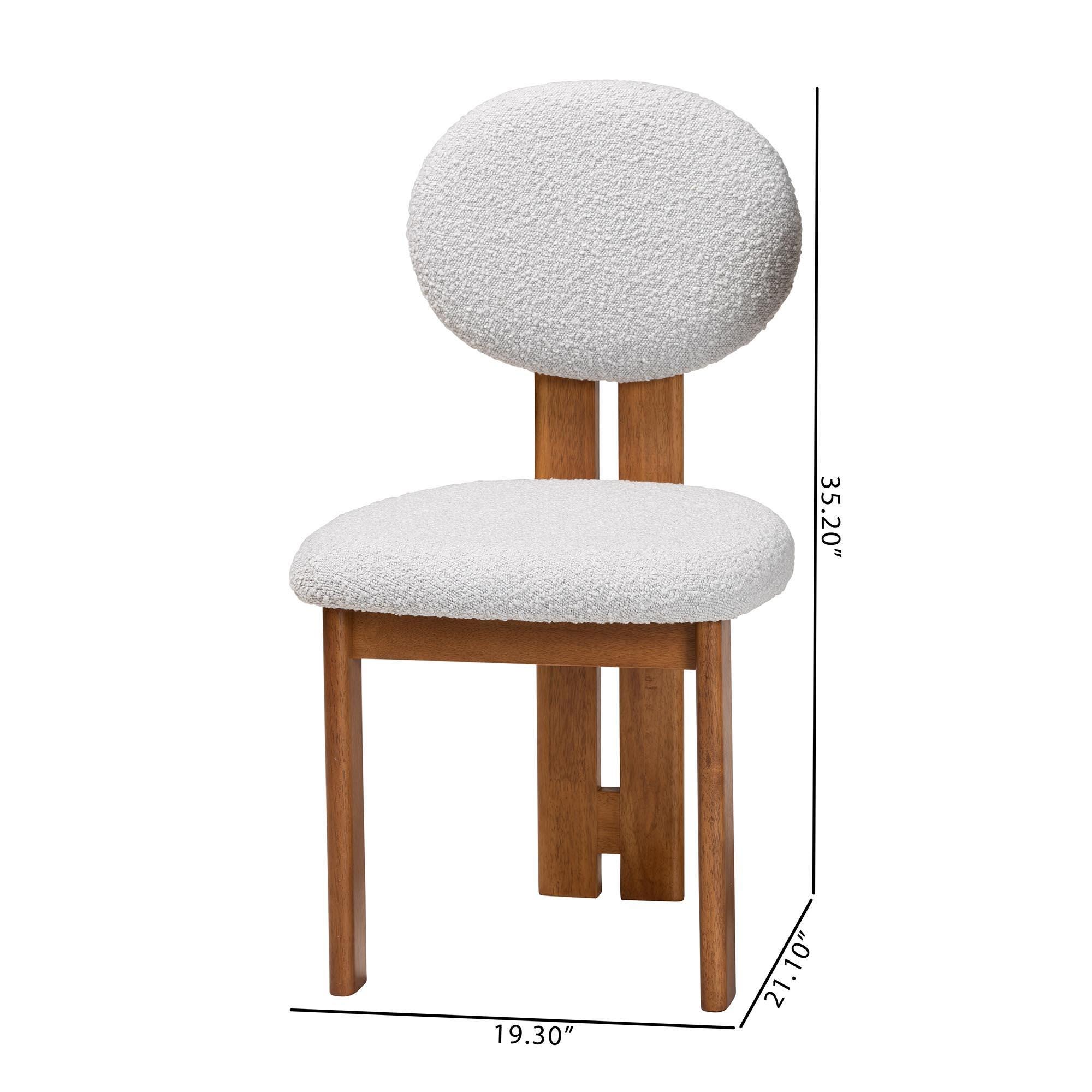 Baxton Studio Kacela Upholstered Dining Chair (Set of 2), Light Gray/Walnut Brown, large