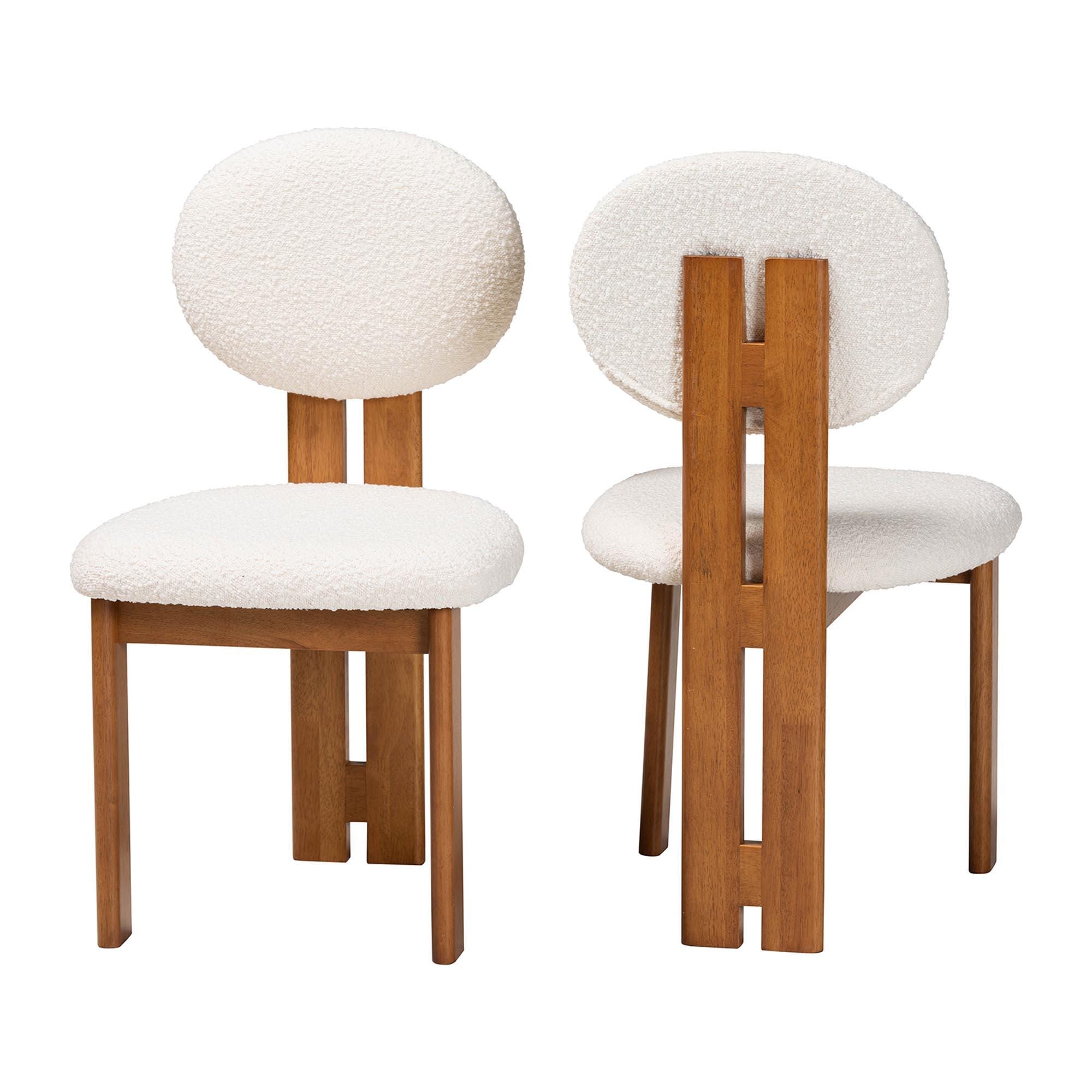 Baxton Studio Kacela Upholstered Dining Chair (Set of 2), Cream/Walnut Brown, large