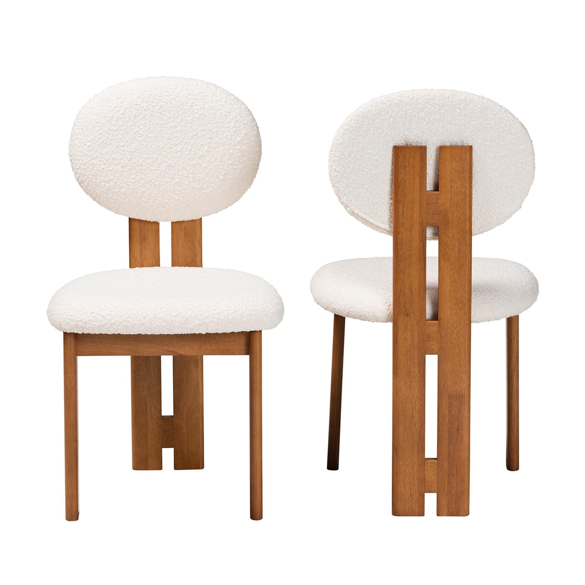 Baxton Studio Kacela Upholstered Dining Chair (Set of 2), Cream/Walnut Brown, large