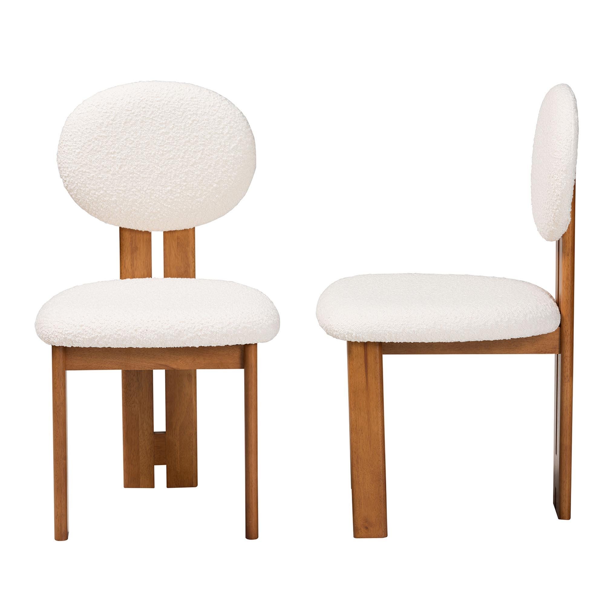 Baxton Studio Kacela Upholstered Dining Chair (Set of 2), Cream/Walnut Brown, large