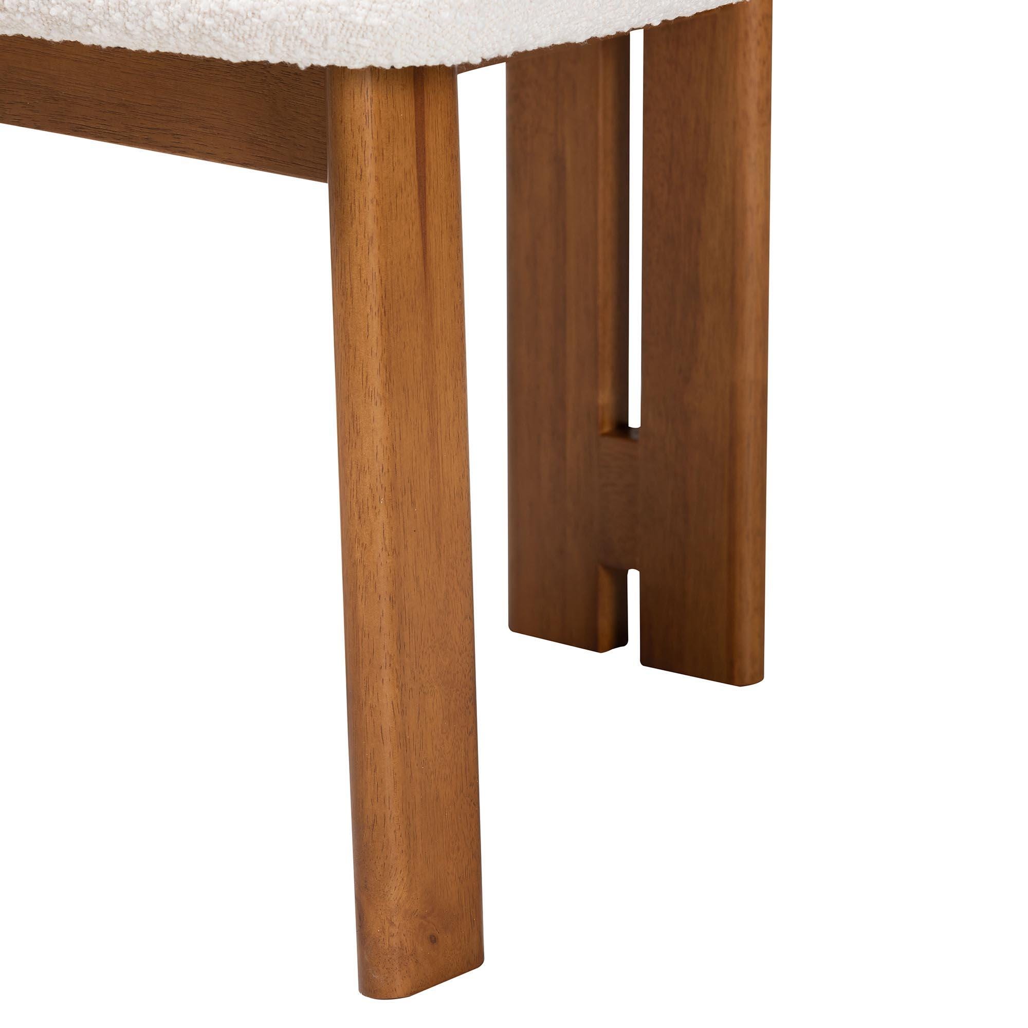 Baxton Studio Kacela Upholstered Dining Chair (Set of 2), Cream/Walnut Brown, large