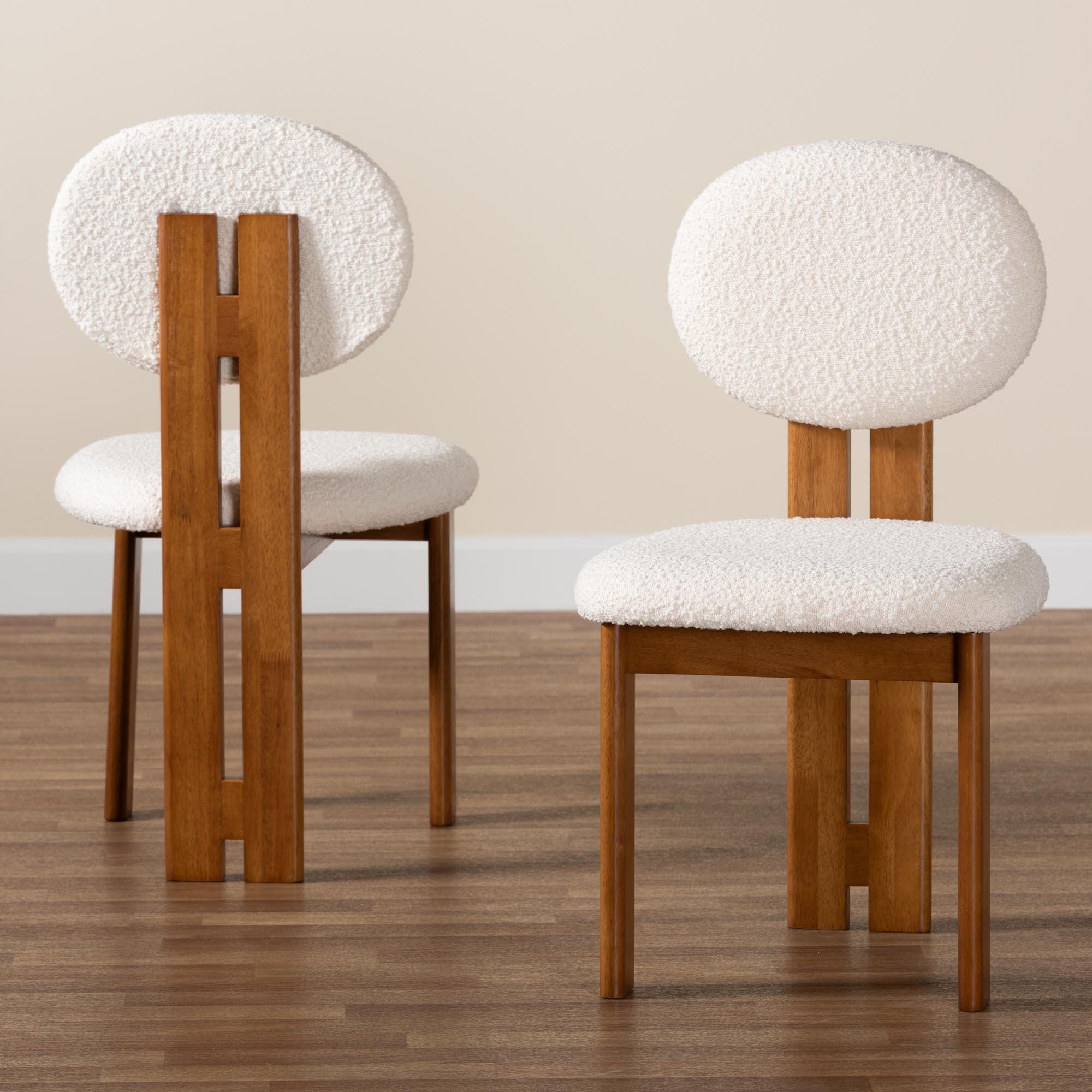 Baxton Studio Kacela Upholstered Dining Chair (Set of 2), Cream/Walnut Brown, large