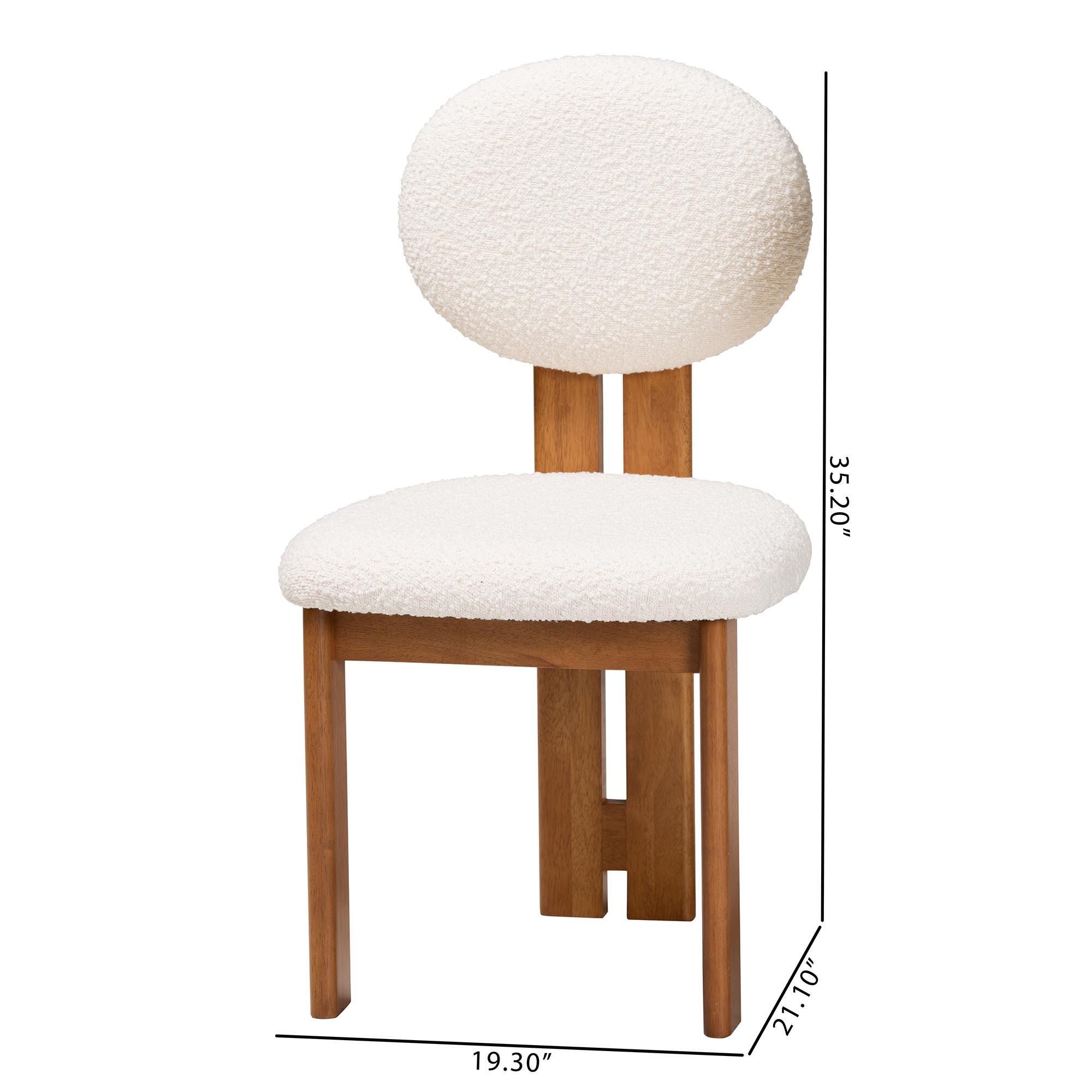 Baxton Studio Kacela Upholstered Dining Chair (Set of 2), Cream/Walnut Brown, large