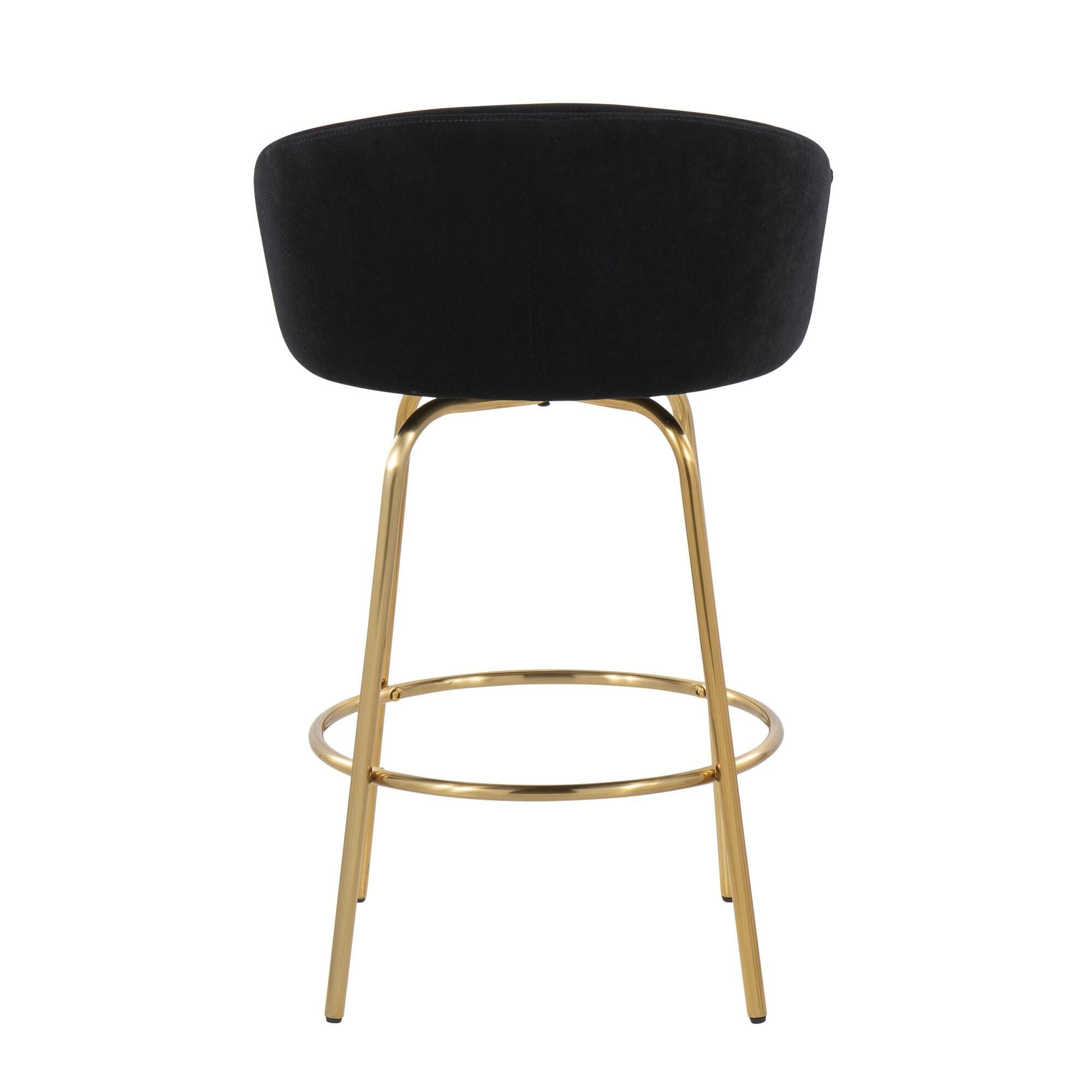 LumiSource Claire Counter Height Bar Stool (Set of 2), Gold/Black, large