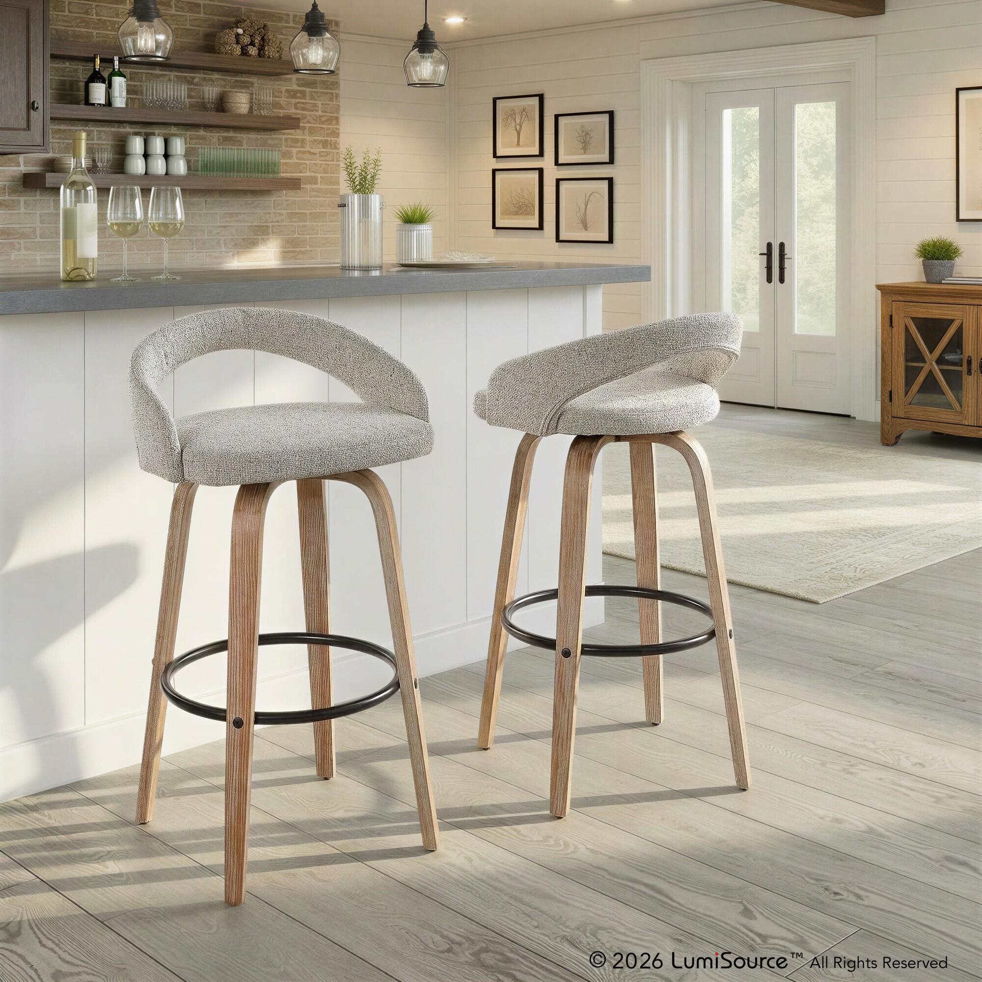 LumiSource Grotto Bar Height Bar Stool (Set of 2), Beige, rollover