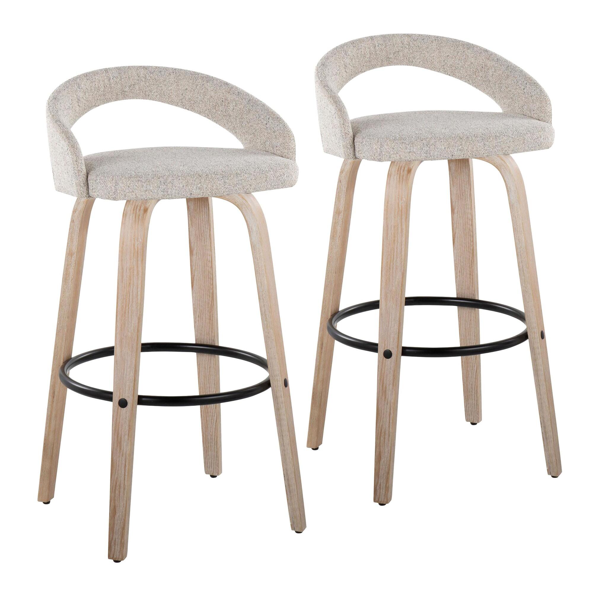 LumiSource Grotto Bar Height Bar Stool (Set of 2), Beige, large