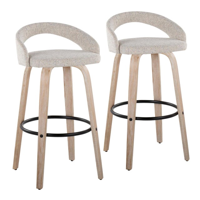 LumiSource Grotto Bar Height Bar Stool (Set of 2), Beige