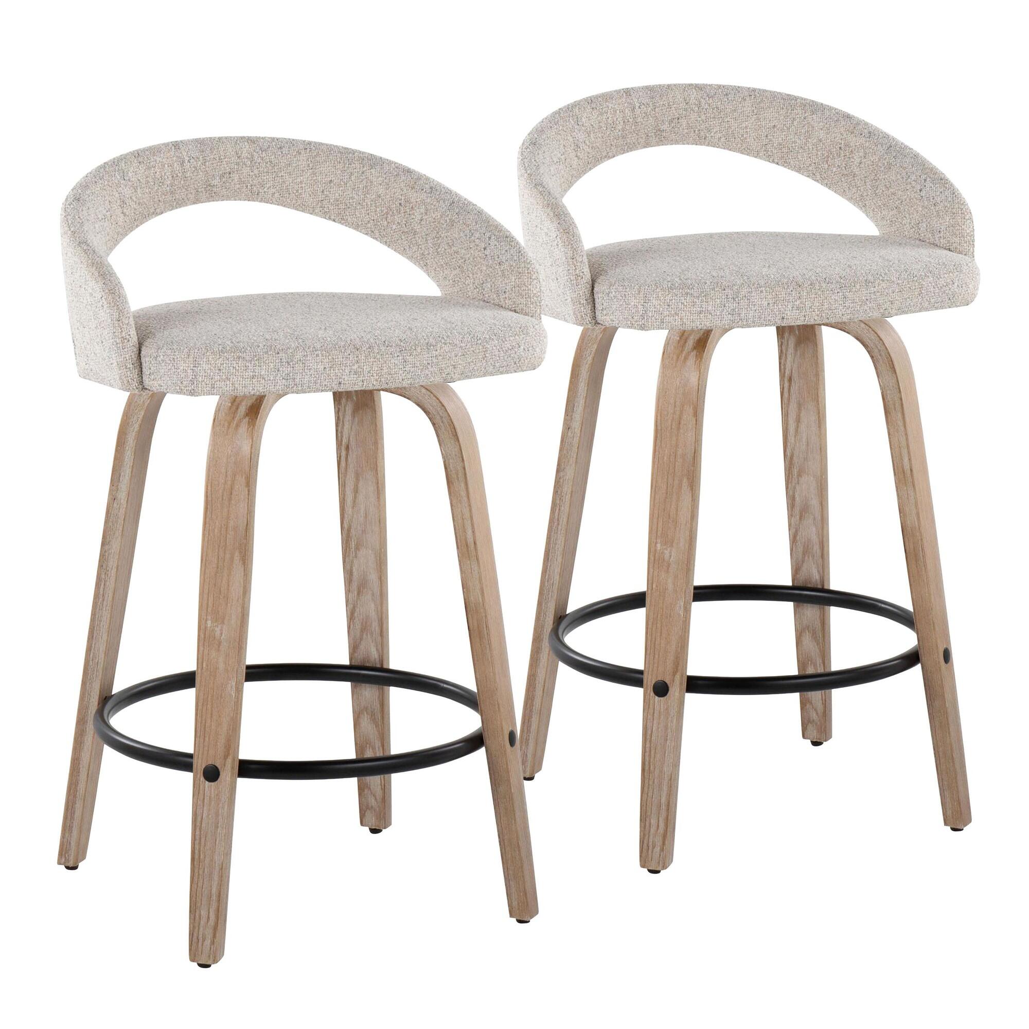 LumiSource Grotto Counter Height Bar Stool (Set of 2), Beige, large