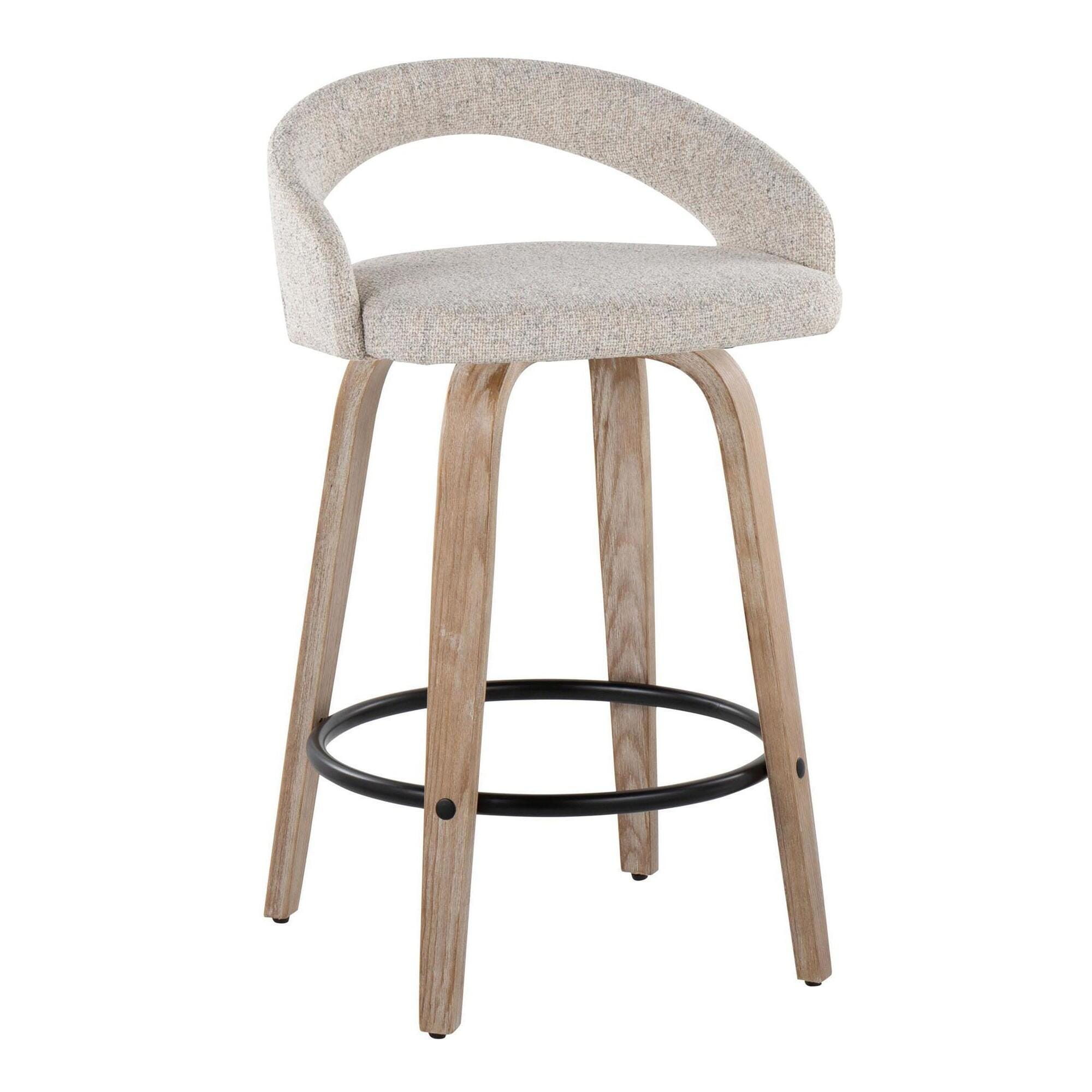 LumiSource Grotto Counter Height Bar Stool (Set of 2), Beige, large