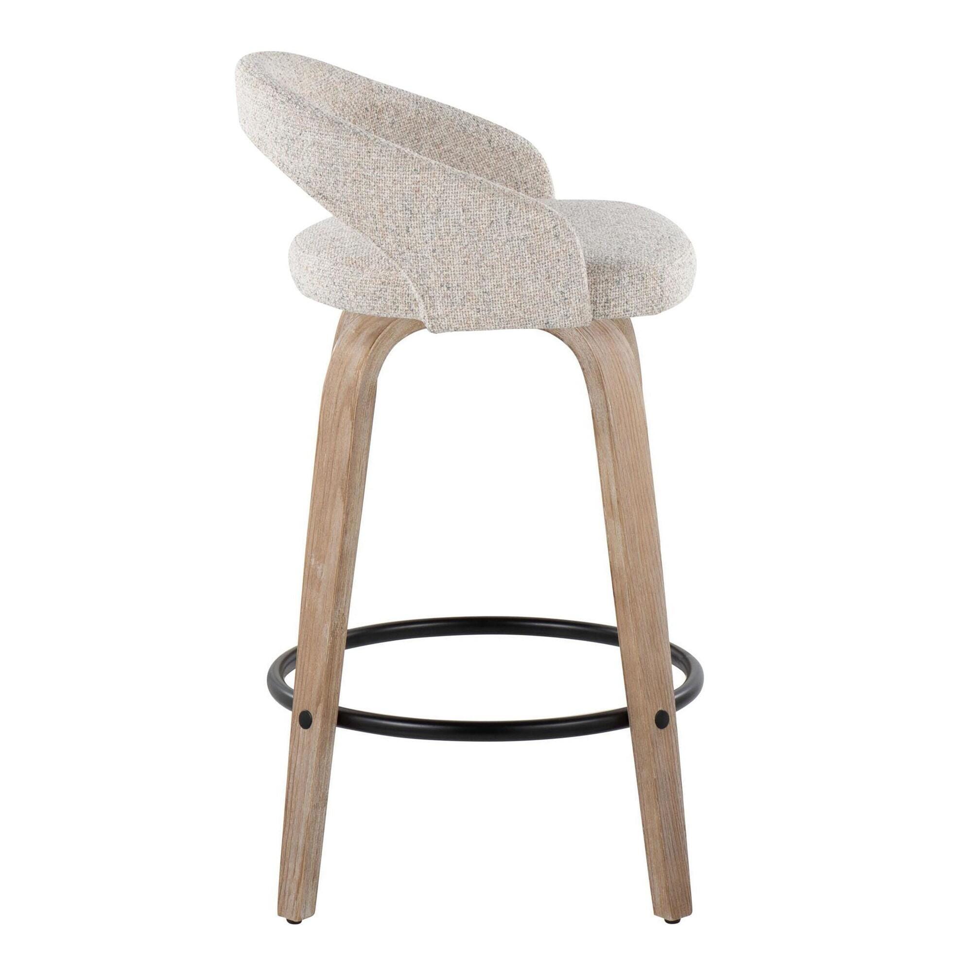 LumiSource Grotto Counter Height Bar Stool (Set of 2), Beige, large