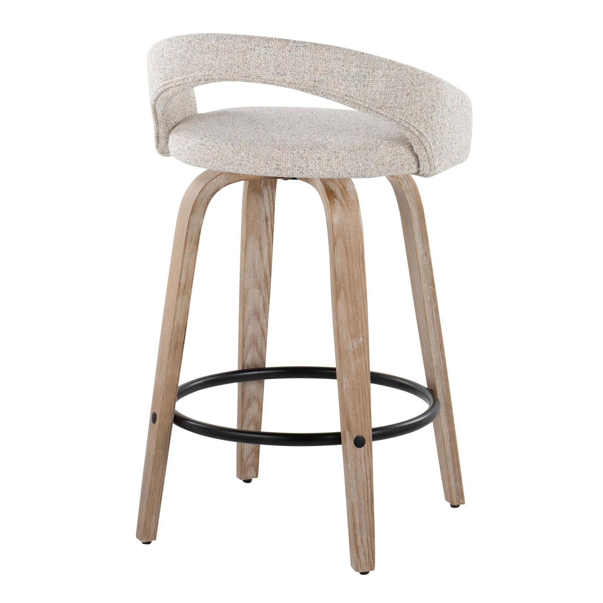 LumiSource Grotto Counter Height Bar Stool (Set of 2), Beige, large