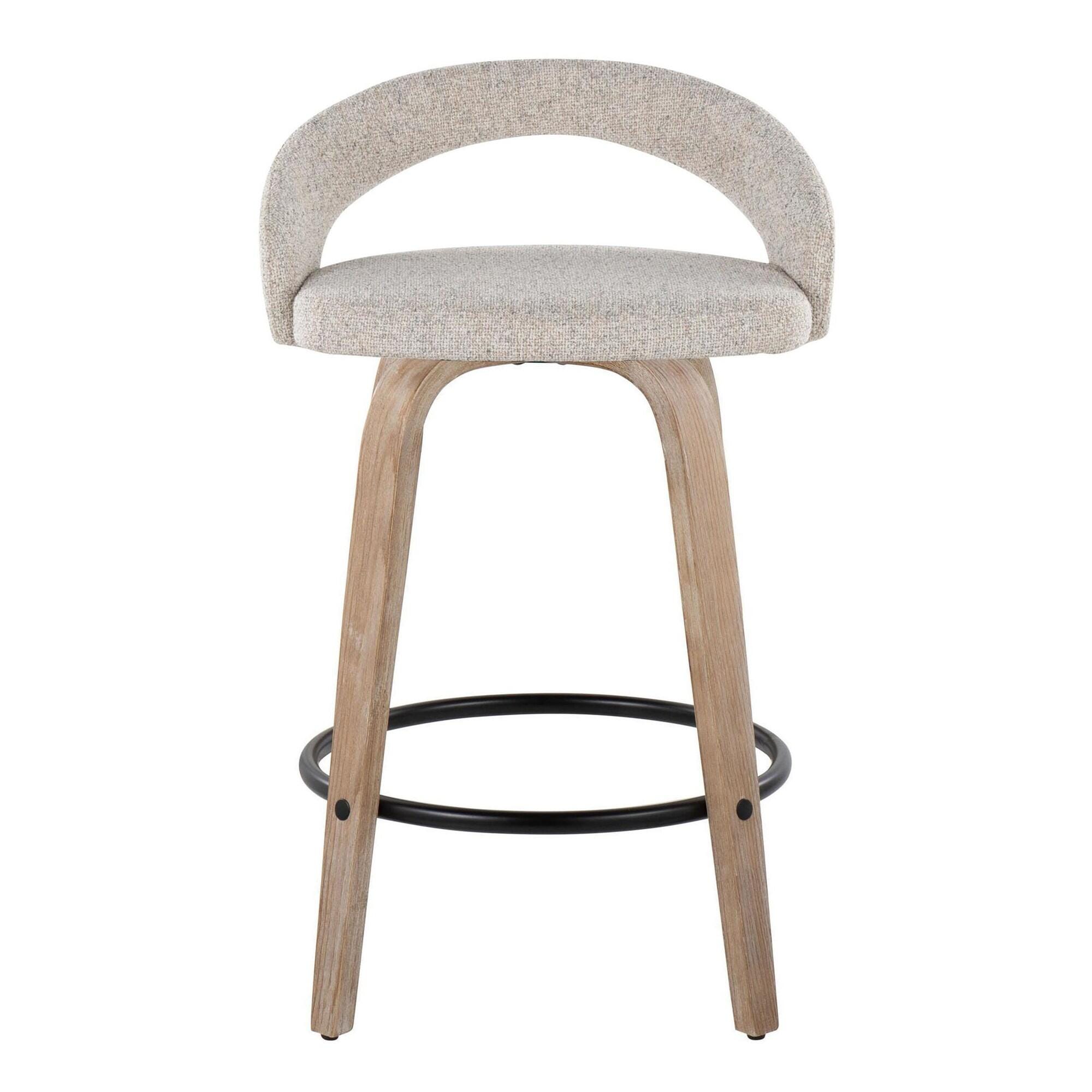 LumiSource Grotto Counter Height Bar Stool (Set of 2), Beige, large