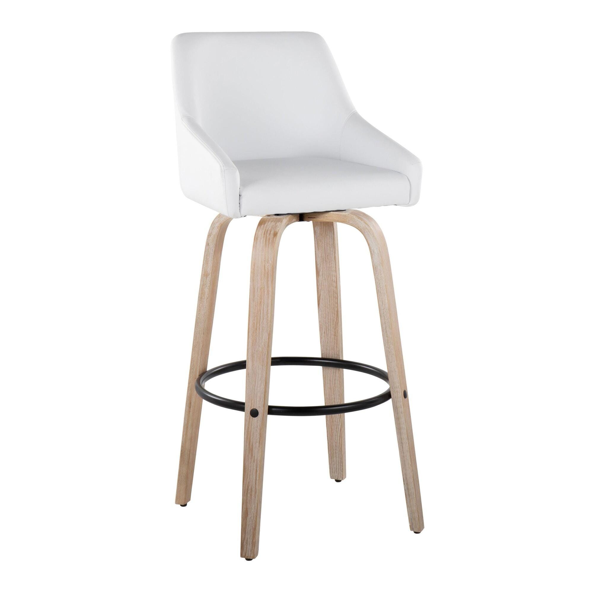 LumiSource Hannah Solid Bar Height Bar Stool (Set of 2), White/Tan, large