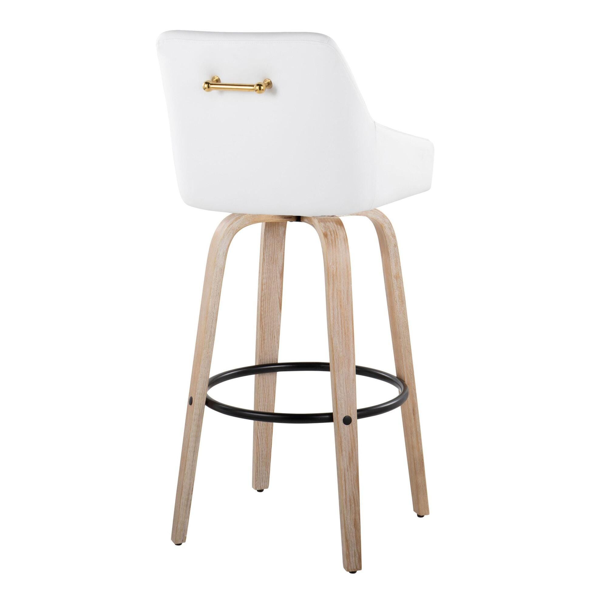 LumiSource Hannah Solid Bar Height Bar Stool (Set of 2), White/Tan, large