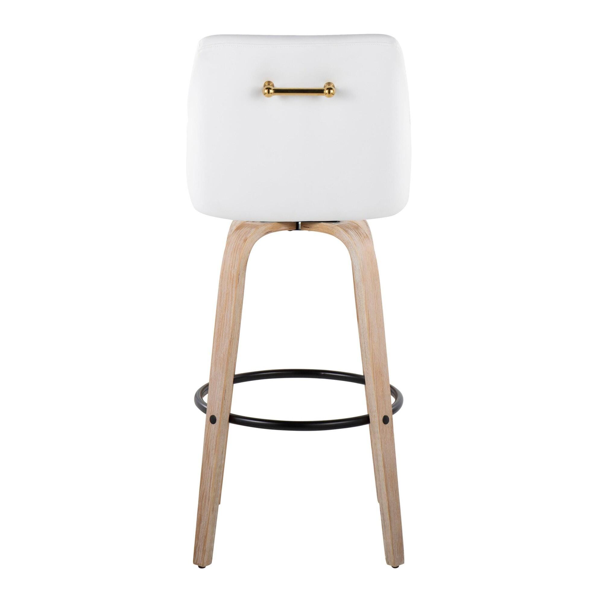 LumiSource Hannah Solid Bar Height Bar Stool (Set of 2), White/Tan, large