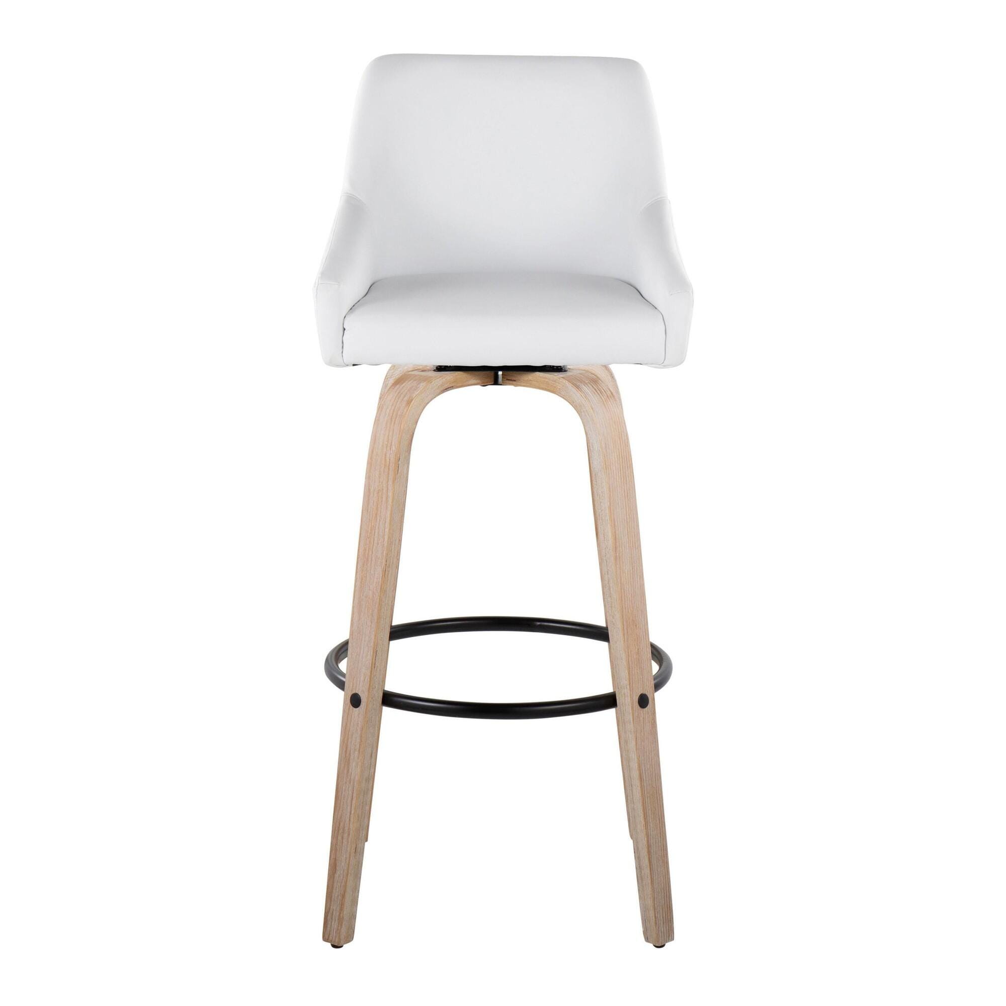 LumiSource Hannah Solid Bar Height Bar Stool (Set of 2), White/Tan, large