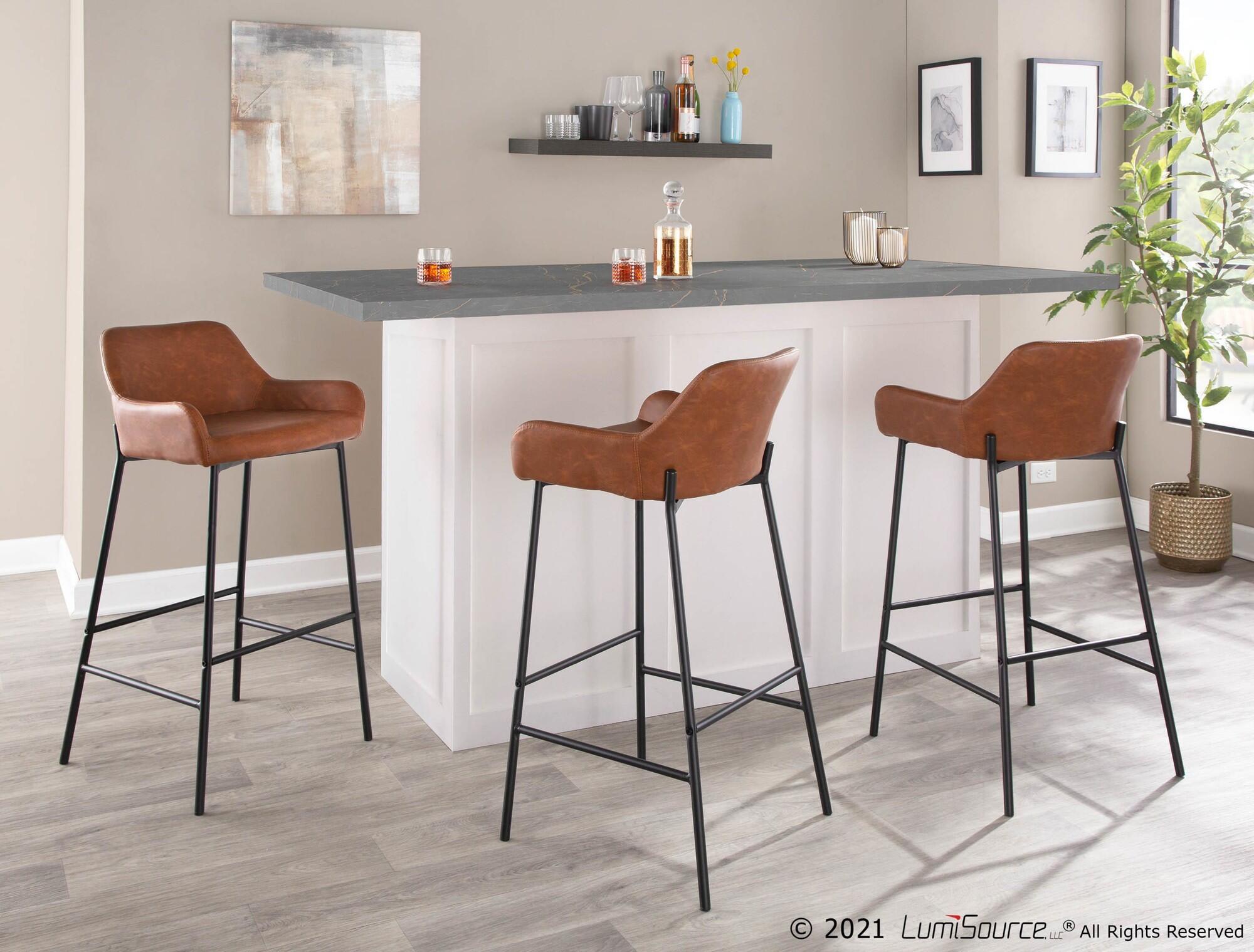 LumiSource Daniella Bar Height Bar Stool (Set of 2), Black/Camel, rollover
