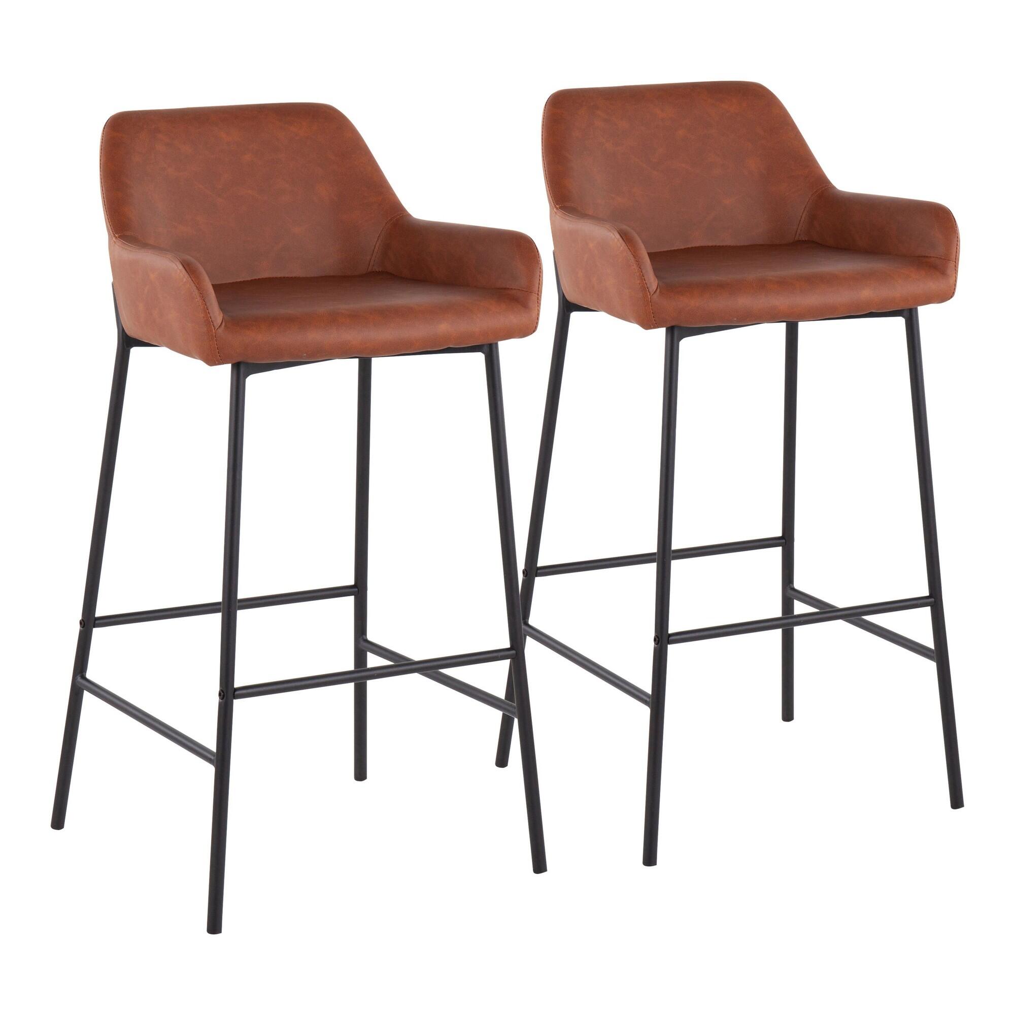LumiSource Daniella Bar Height Bar Stool (Set of 2), Black/Camel, large