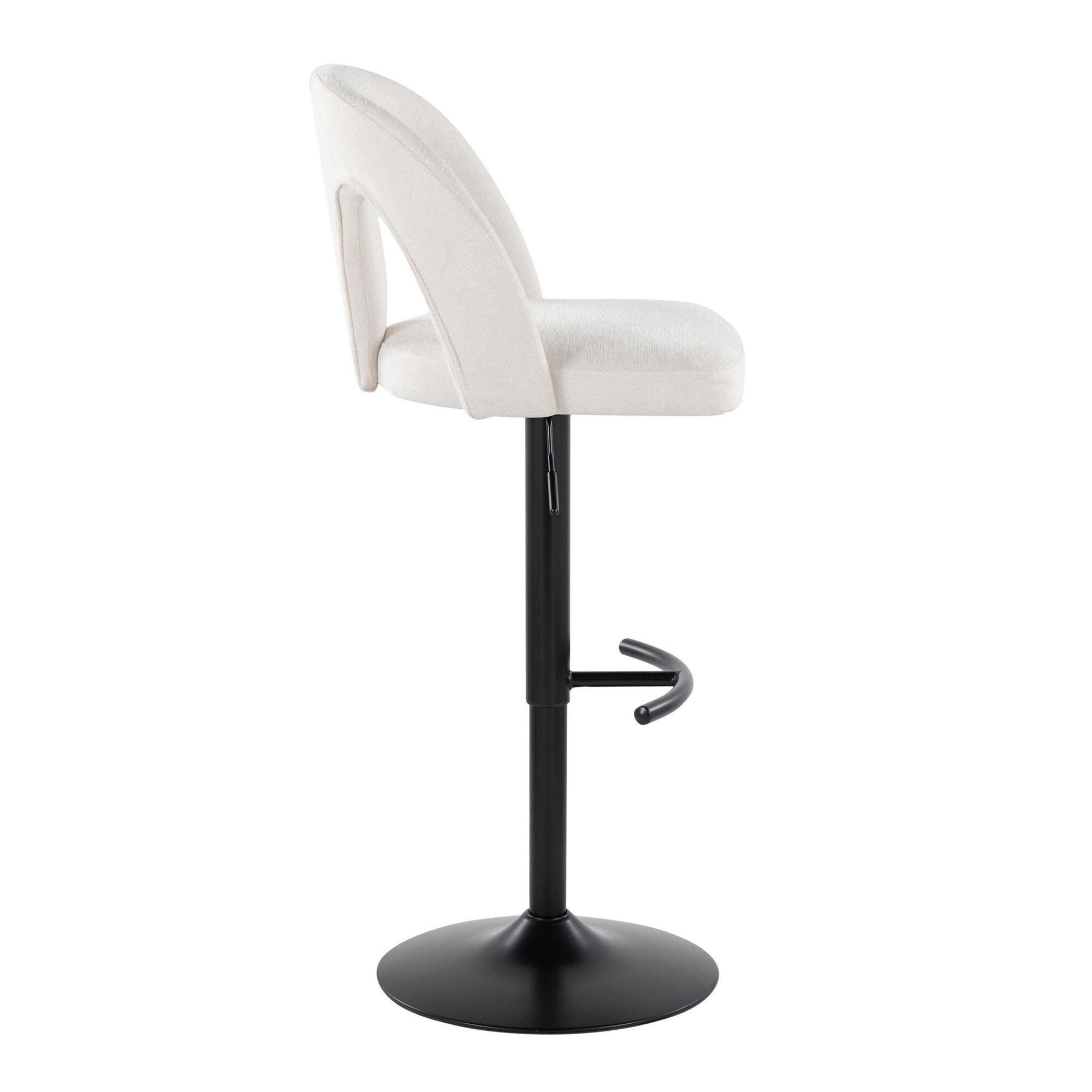 LumiSource Ava Solid Adjustable Height Barstool (Set of 2), Black/White, large
