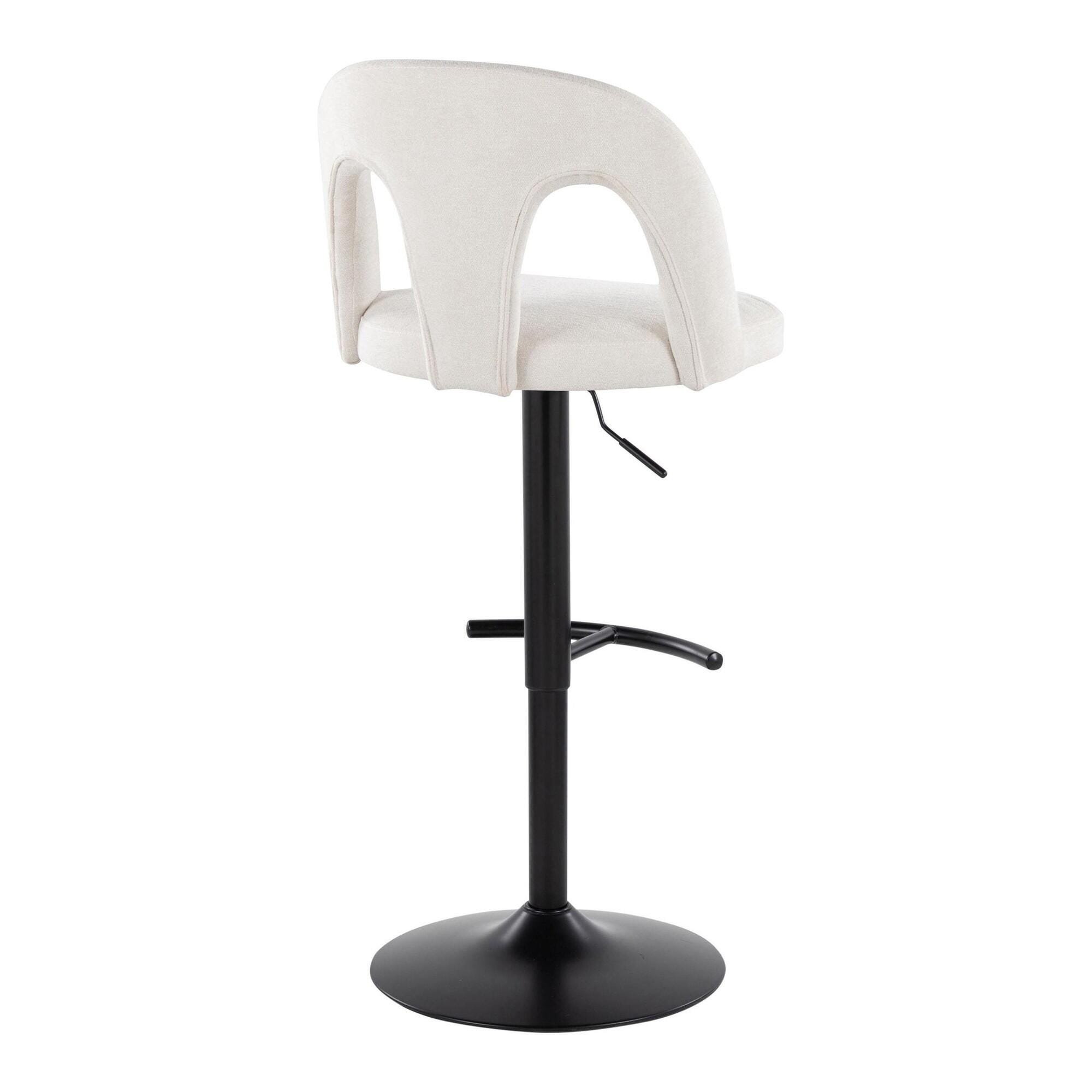 LumiSource Ava Solid Adjustable Height Barstool (Set of 2), Black/White, large