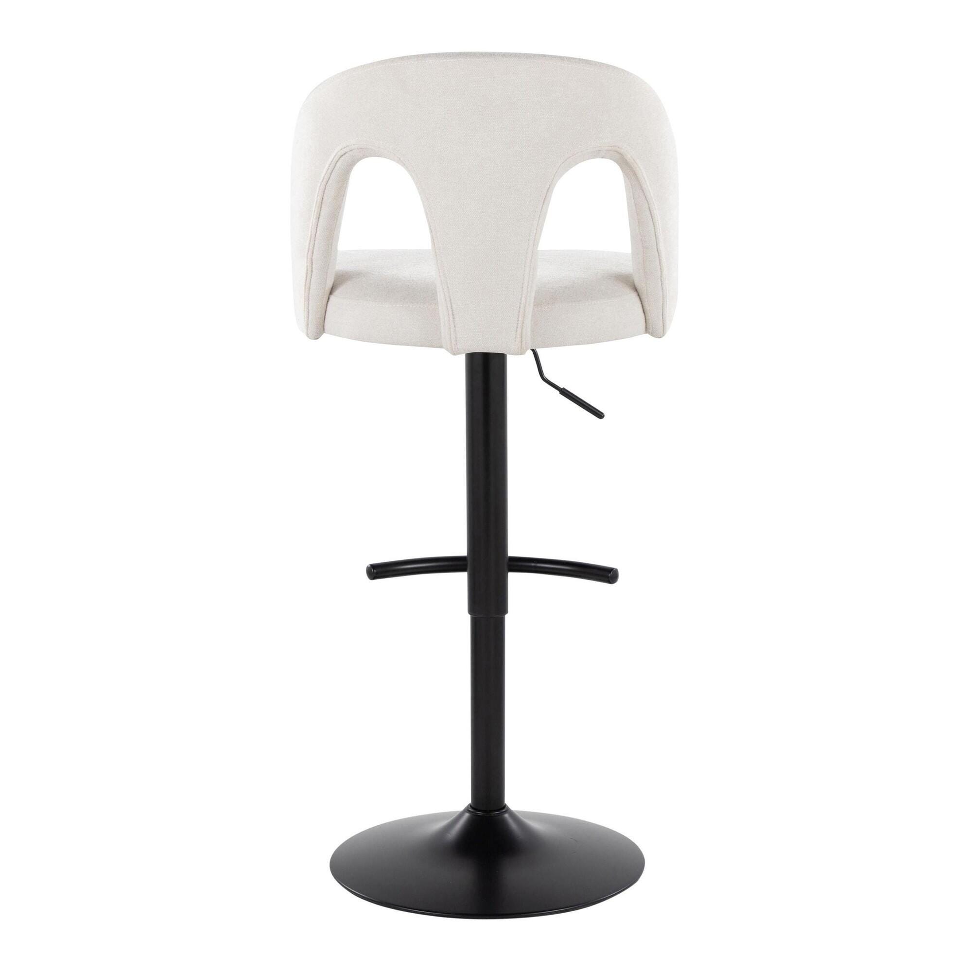 LumiSource Ava Solid Adjustable Height Barstool (Set of 2), Black/White, large