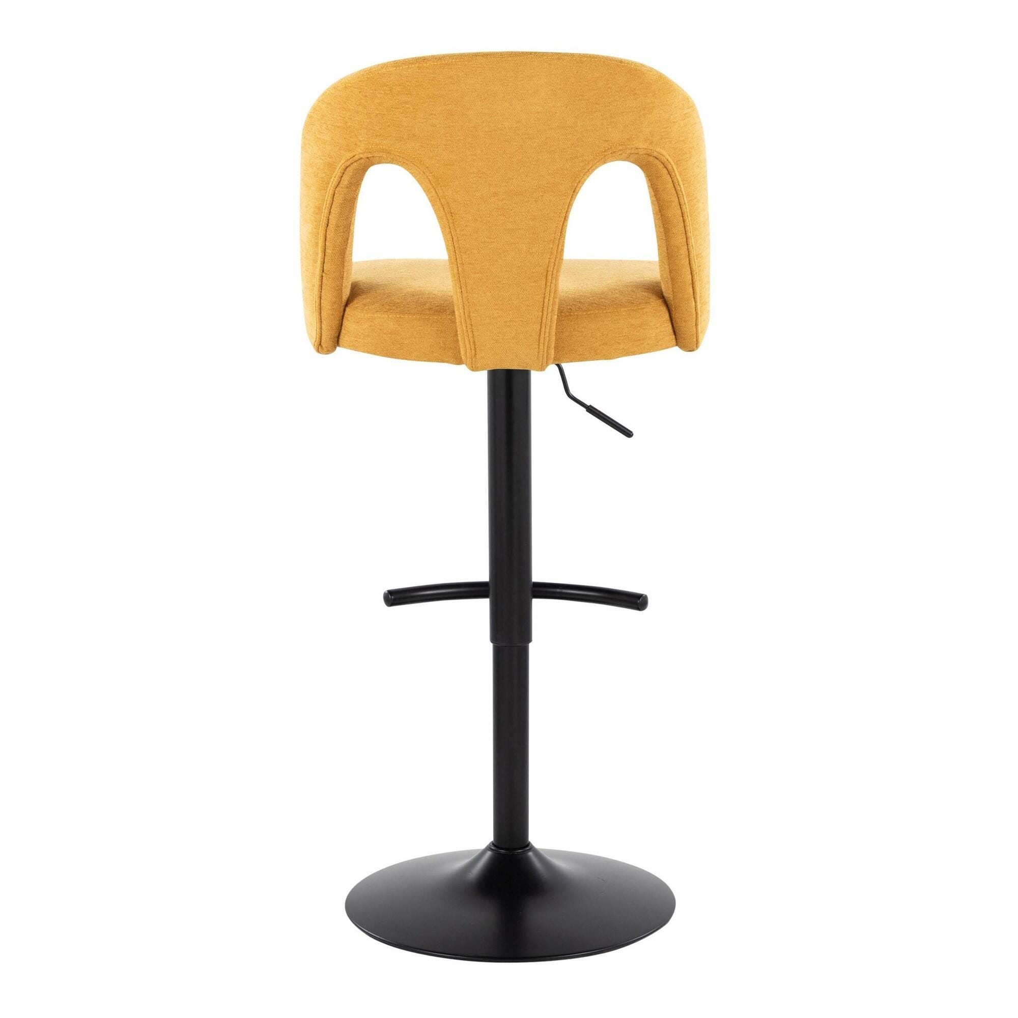 LumiSource Ava Solid Adjustable Height Barstool (Set of 2), Black/Yellow, large