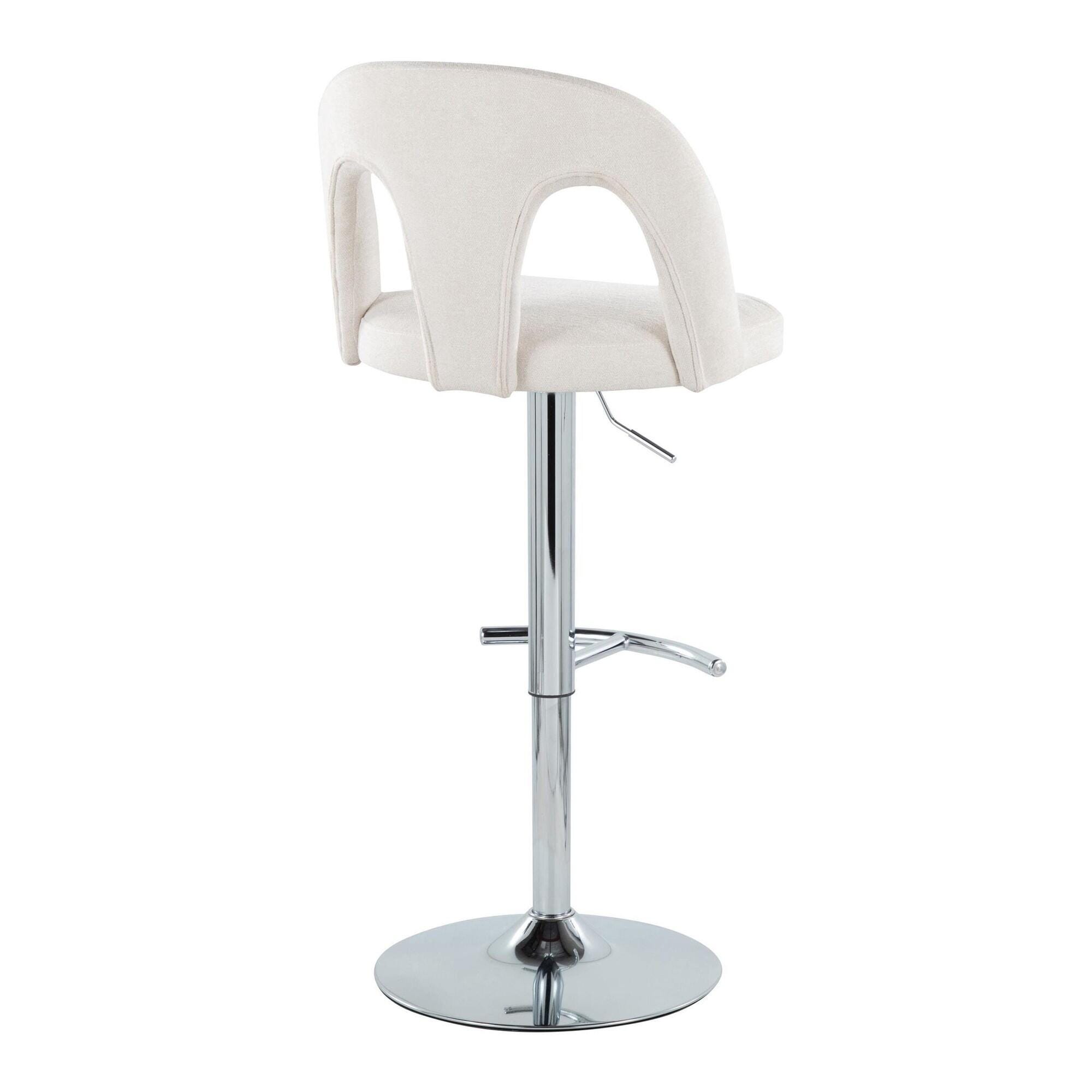 LumiSource Ava Solid Adjustable Height Barstool (Set of 2), Chrome/White, large