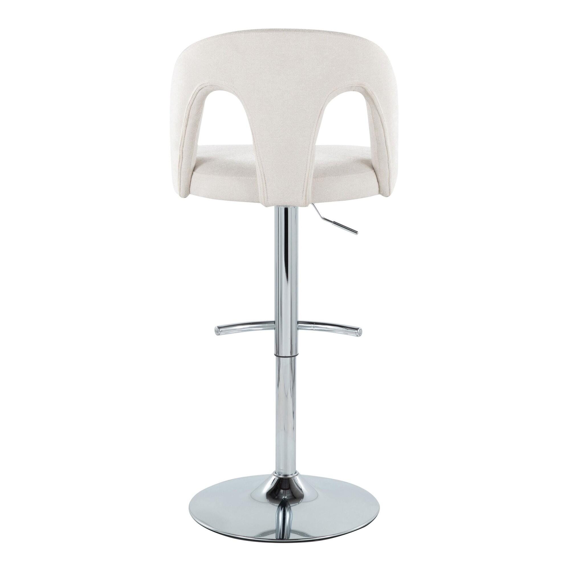 LumiSource Ava Solid Adjustable Height Barstool (Set of 2), Chrome/White, large