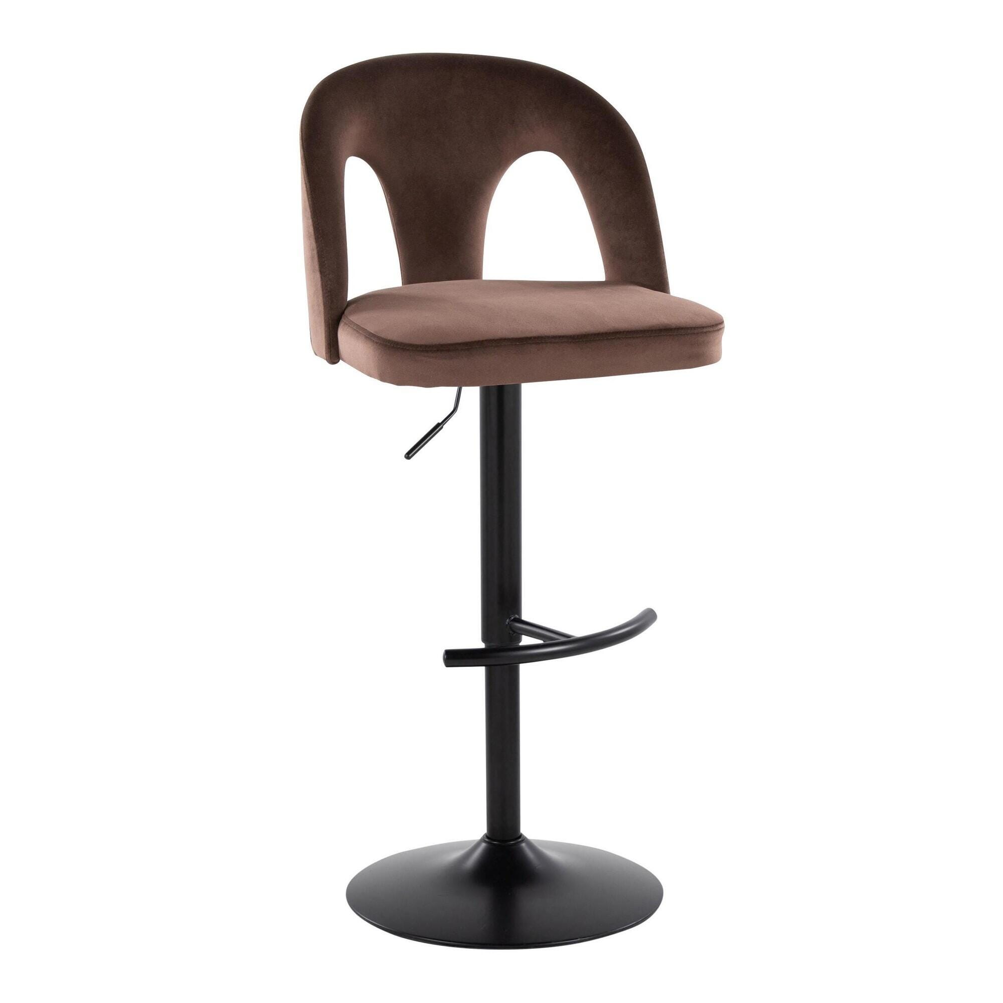 LumiSource Ava Adjustable Height Barstool (Set of 2), Black/Brown, large