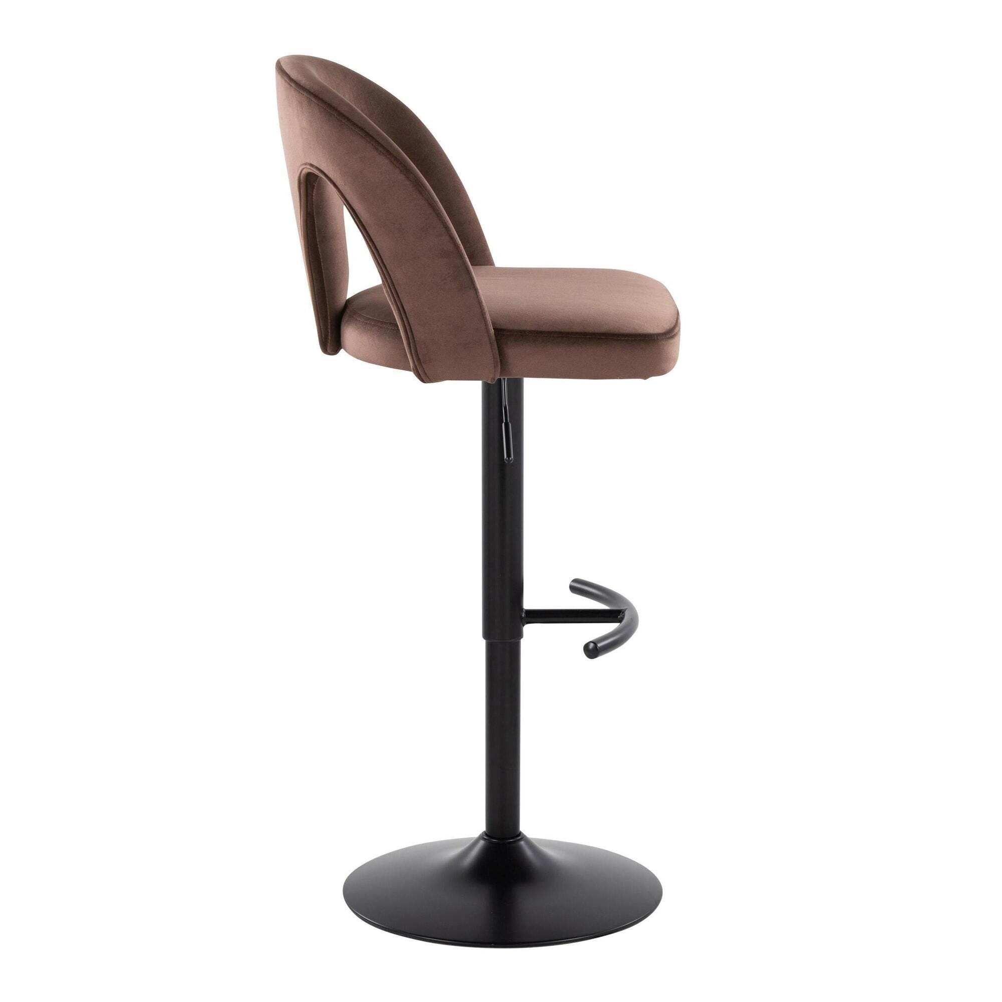 LumiSource Ava Adjustable Height Barstool (Set of 2), Black/Brown, large
