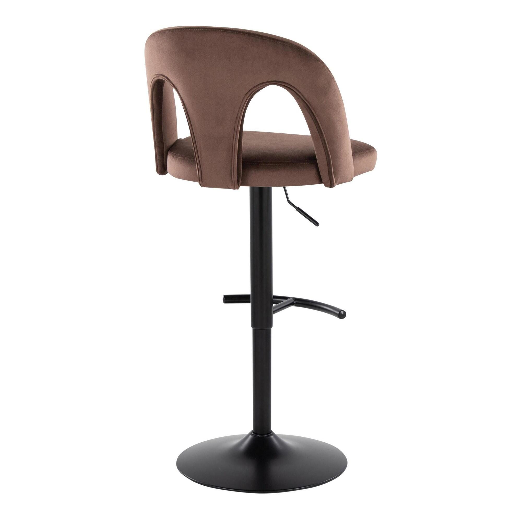 LumiSource Ava Adjustable Height Barstool (Set of 2), Black/Brown, large
