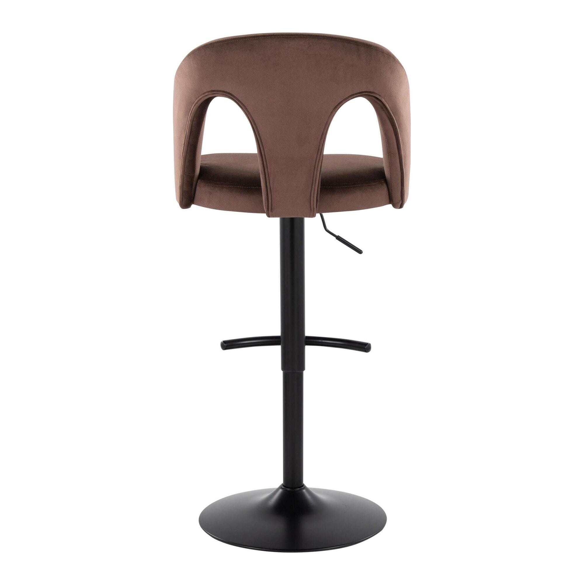 LumiSource Ava Adjustable Height Barstool (Set of 2), Black/Brown, large