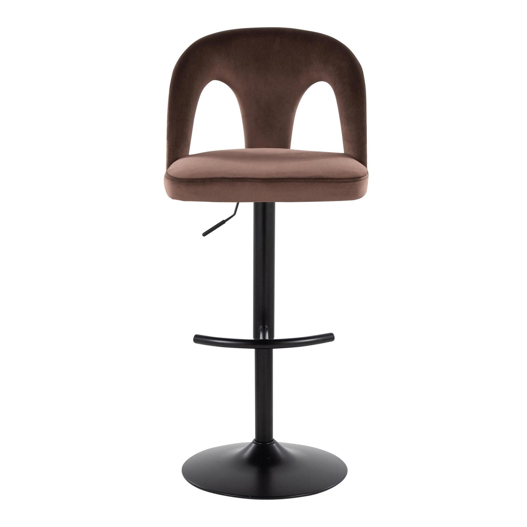 LumiSource Ava Adjustable Height Barstool (Set of 2), Black/Brown, large