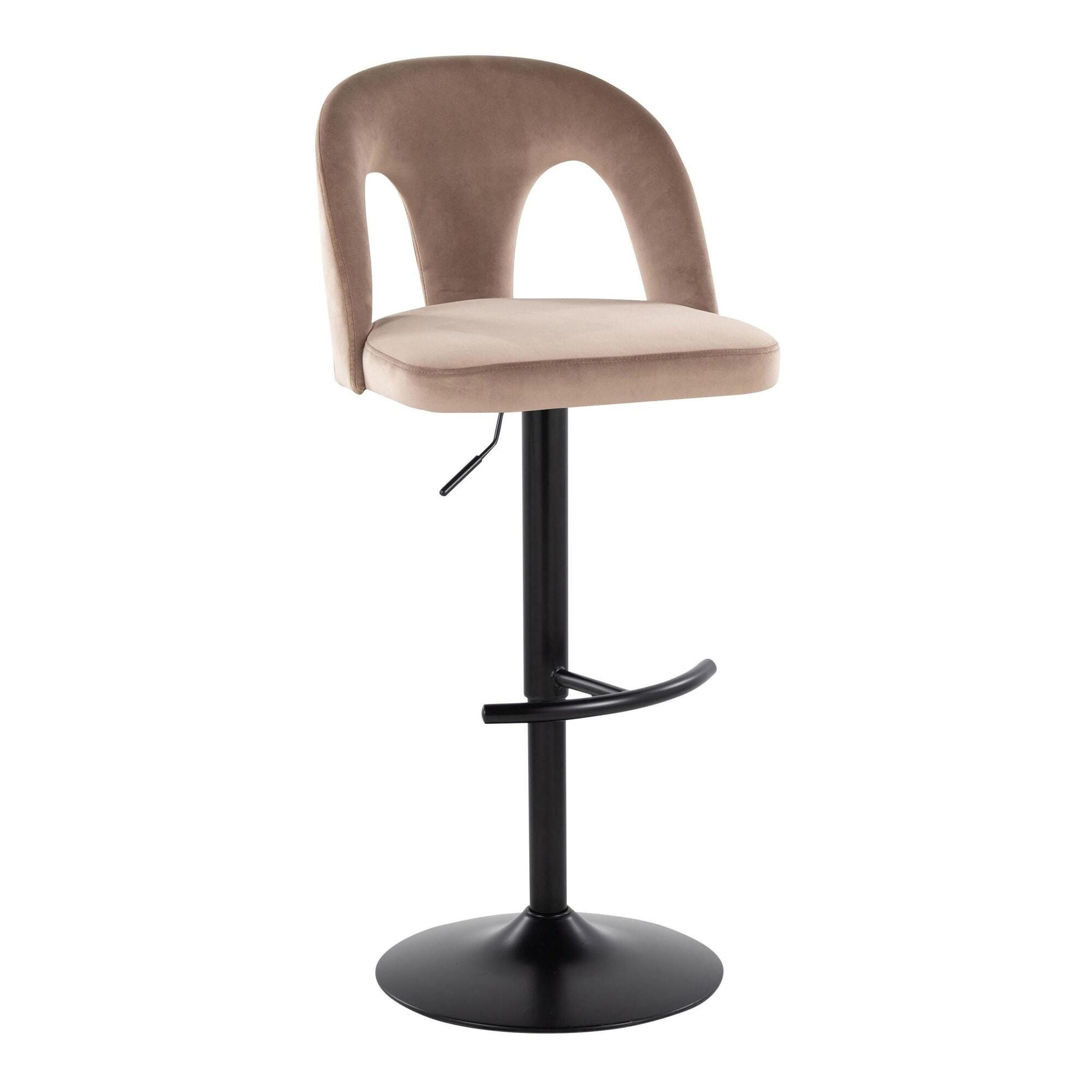 LumiSource Ava Adjustable Height Barstool (Set of 2), Black/Taupe, large