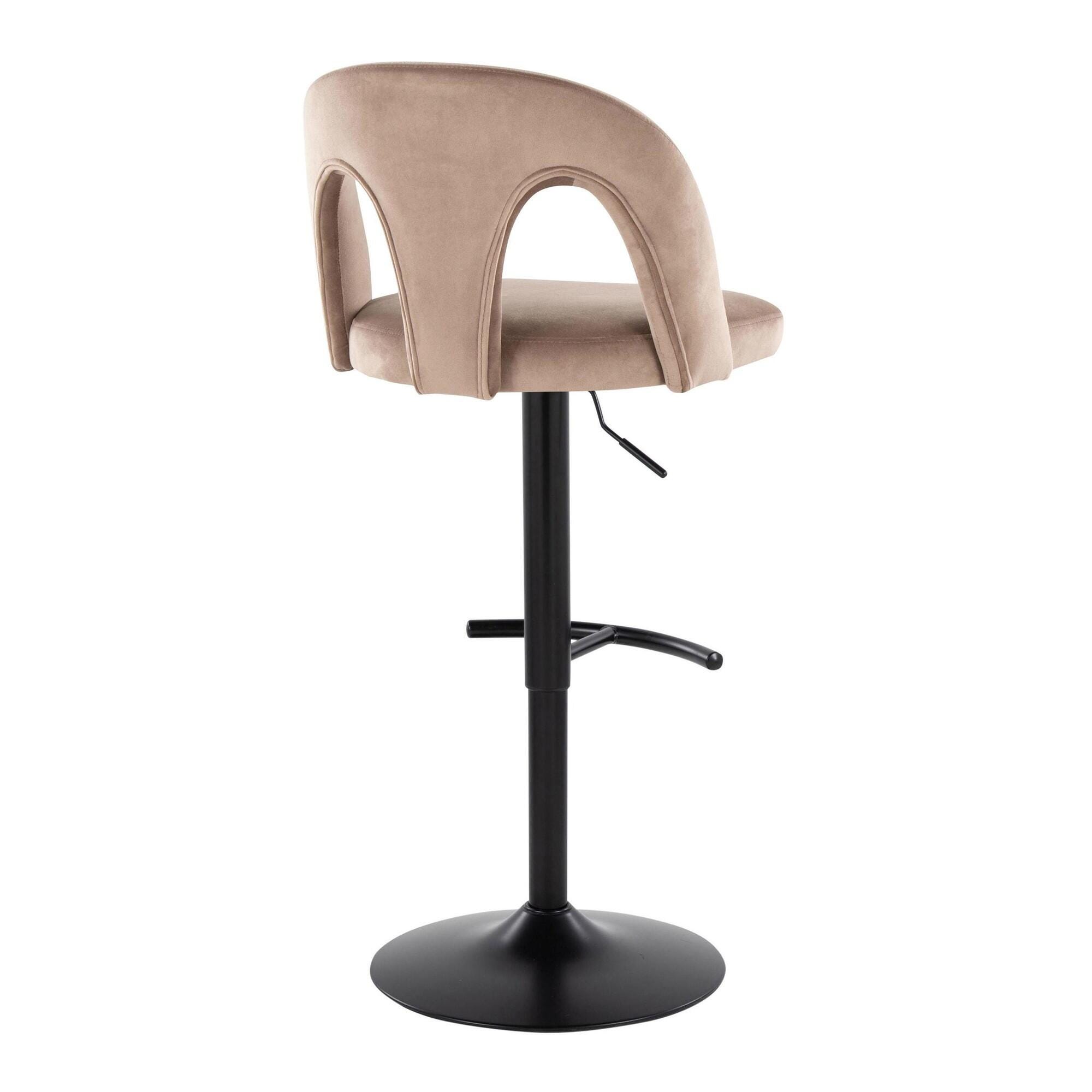LumiSource Ava Adjustable Height Barstool (Set of 2), Black/Taupe, large