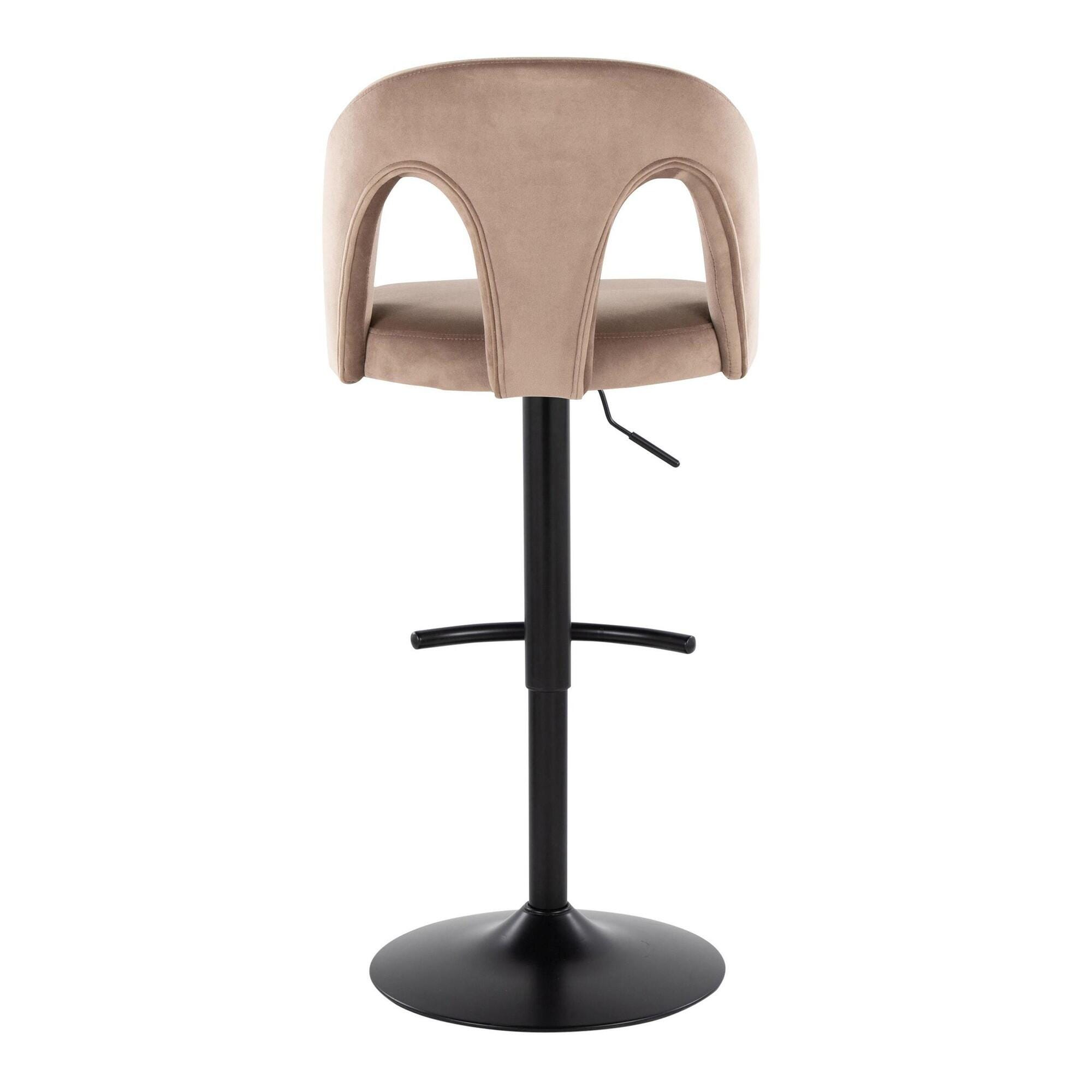 LumiSource Ava Adjustable Height Barstool (Set of 2), Black/Taupe, large