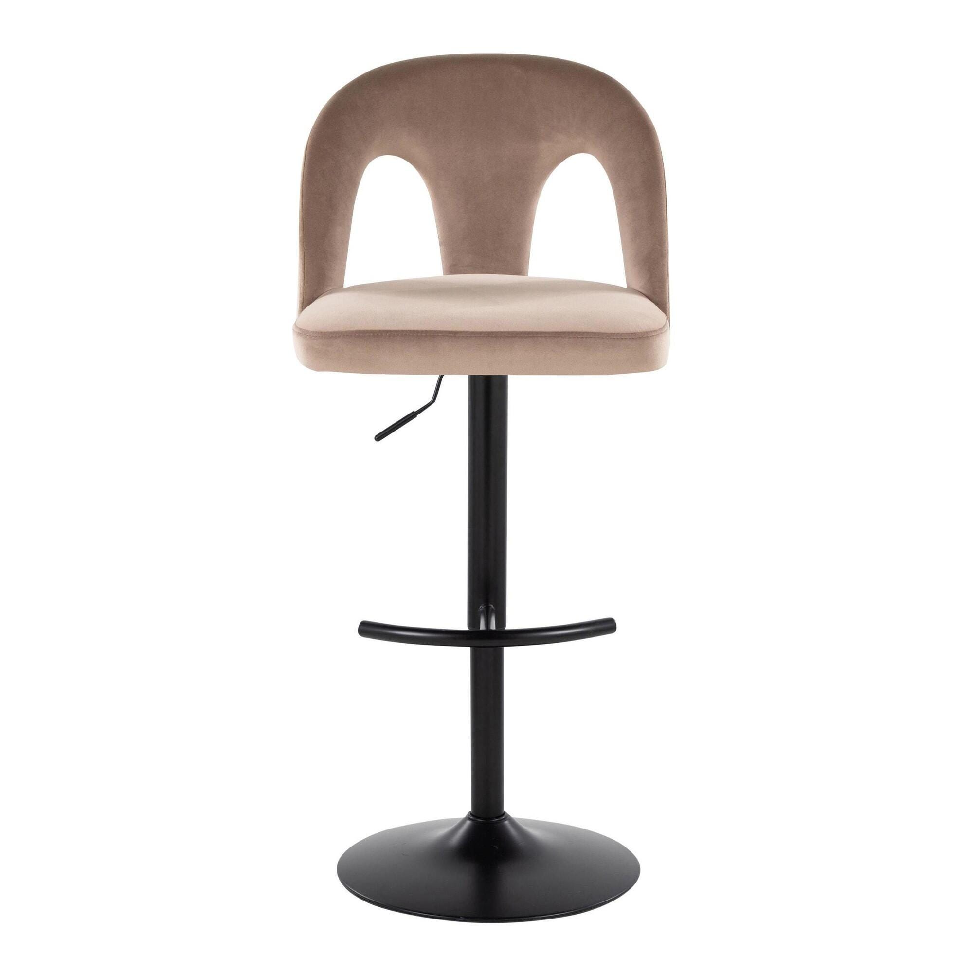 LumiSource Ava Adjustable Height Barstool (Set of 2), Black/Taupe, large