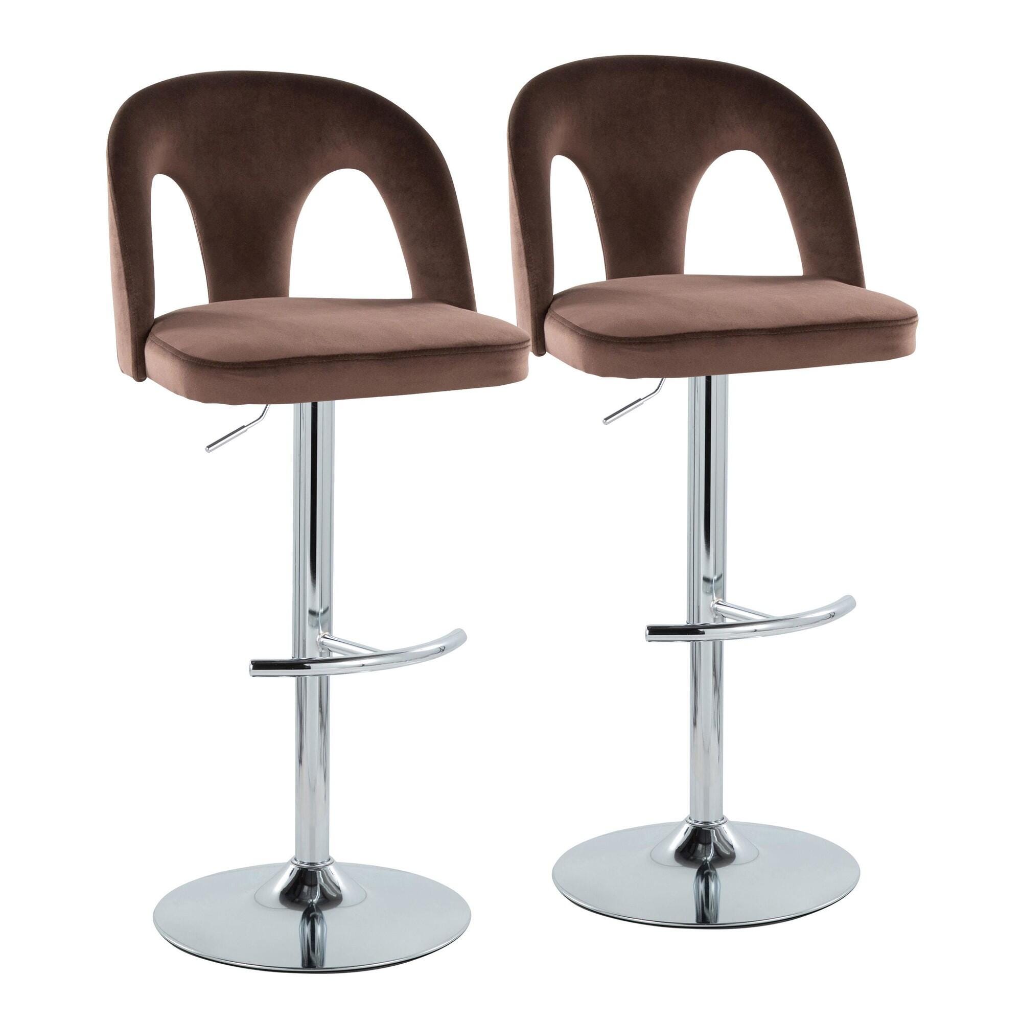 LumiSource Ava Adjustable Height Barstool (Set of 2), Chrome/Espresso, large