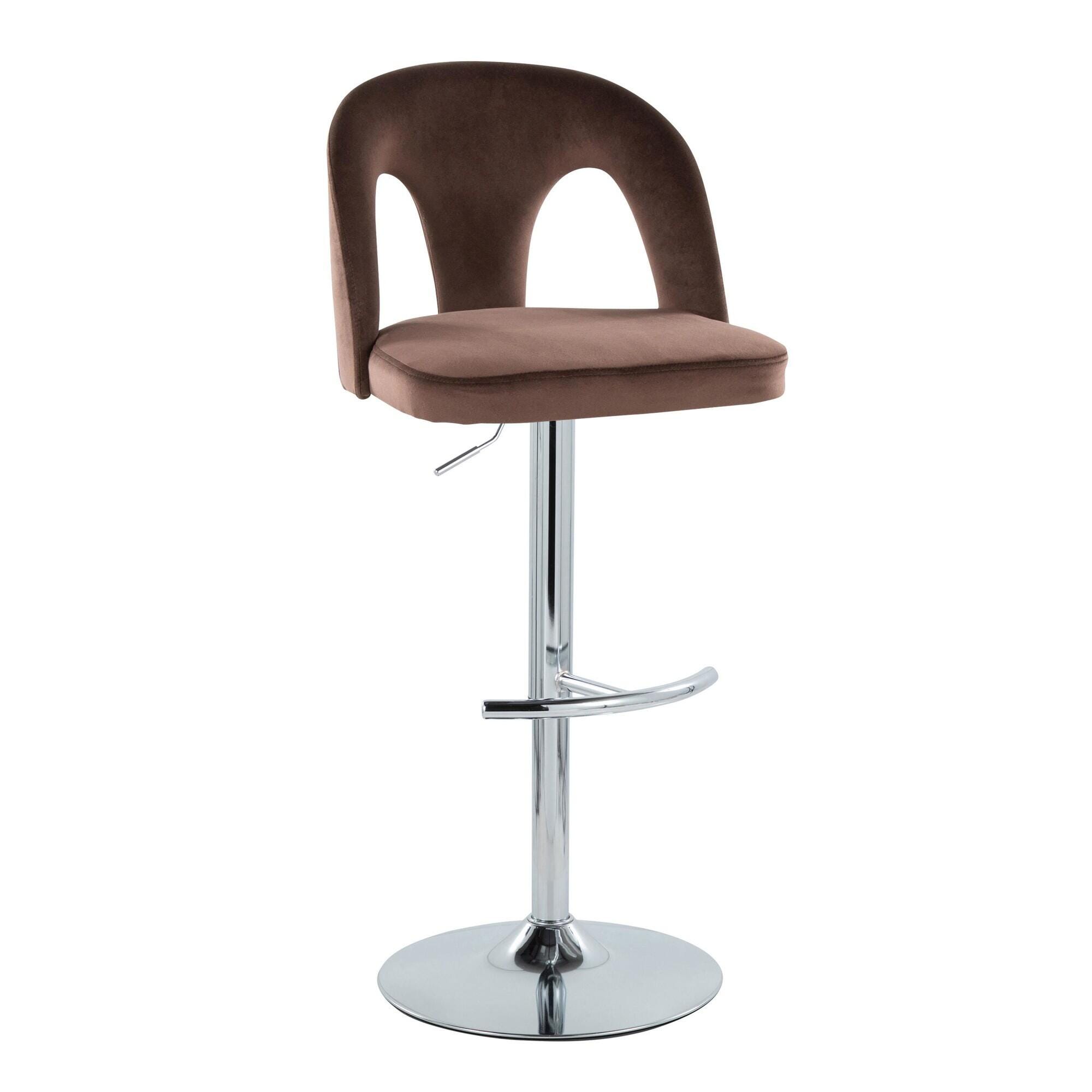 LumiSource Ava Adjustable Height Barstool (Set of 2), Chrome/Espresso, large
