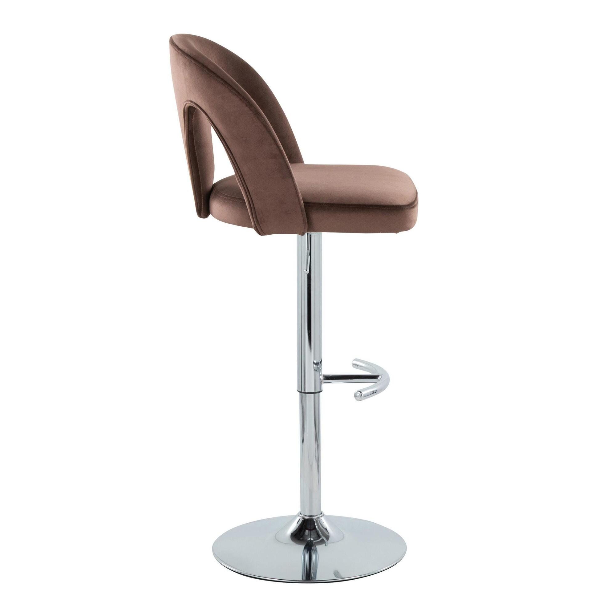 LumiSource Ava Adjustable Height Barstool (Set of 2), Chrome/Espresso, large