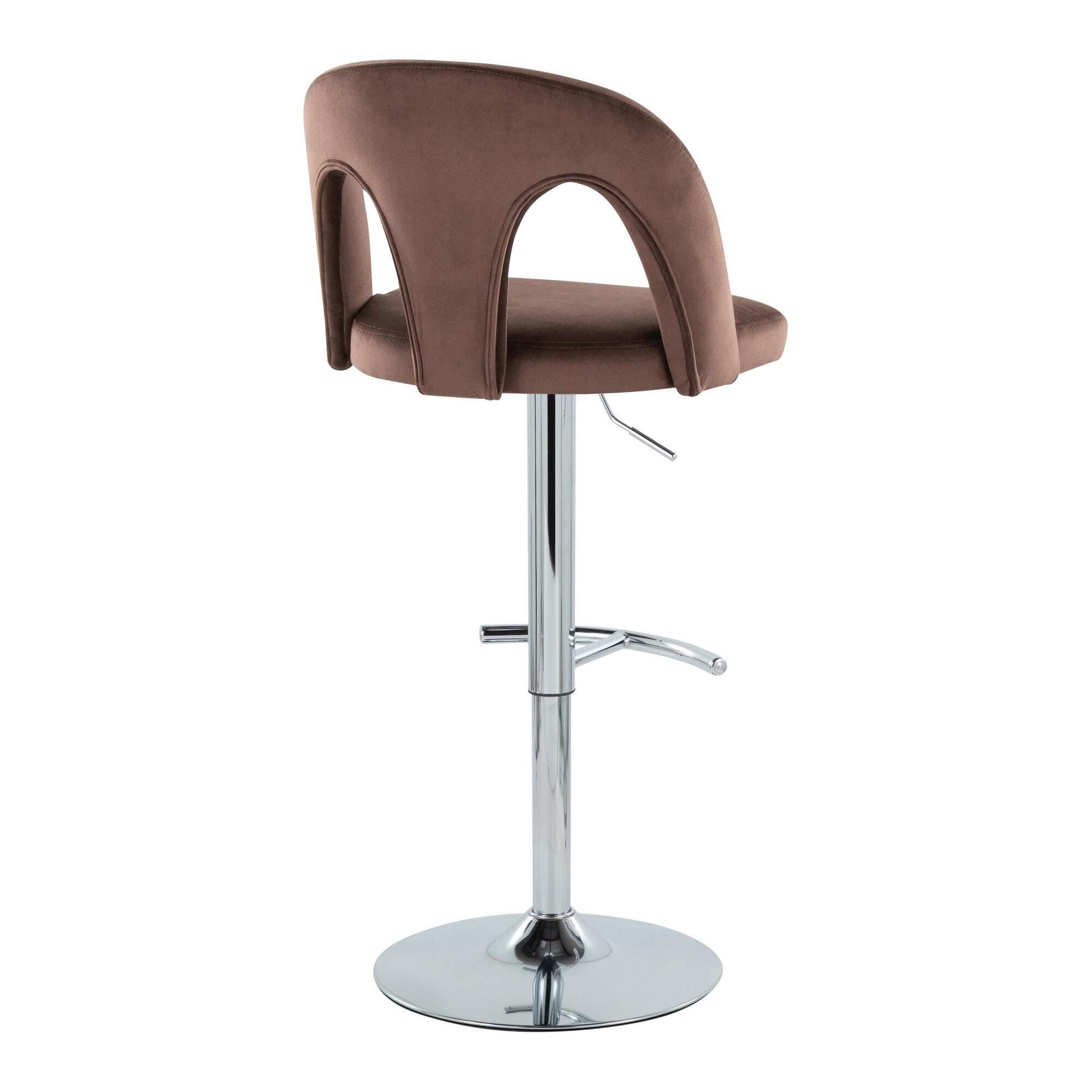 LumiSource Ava Adjustable Height Barstool (Set of 2), Chrome/Espresso, large