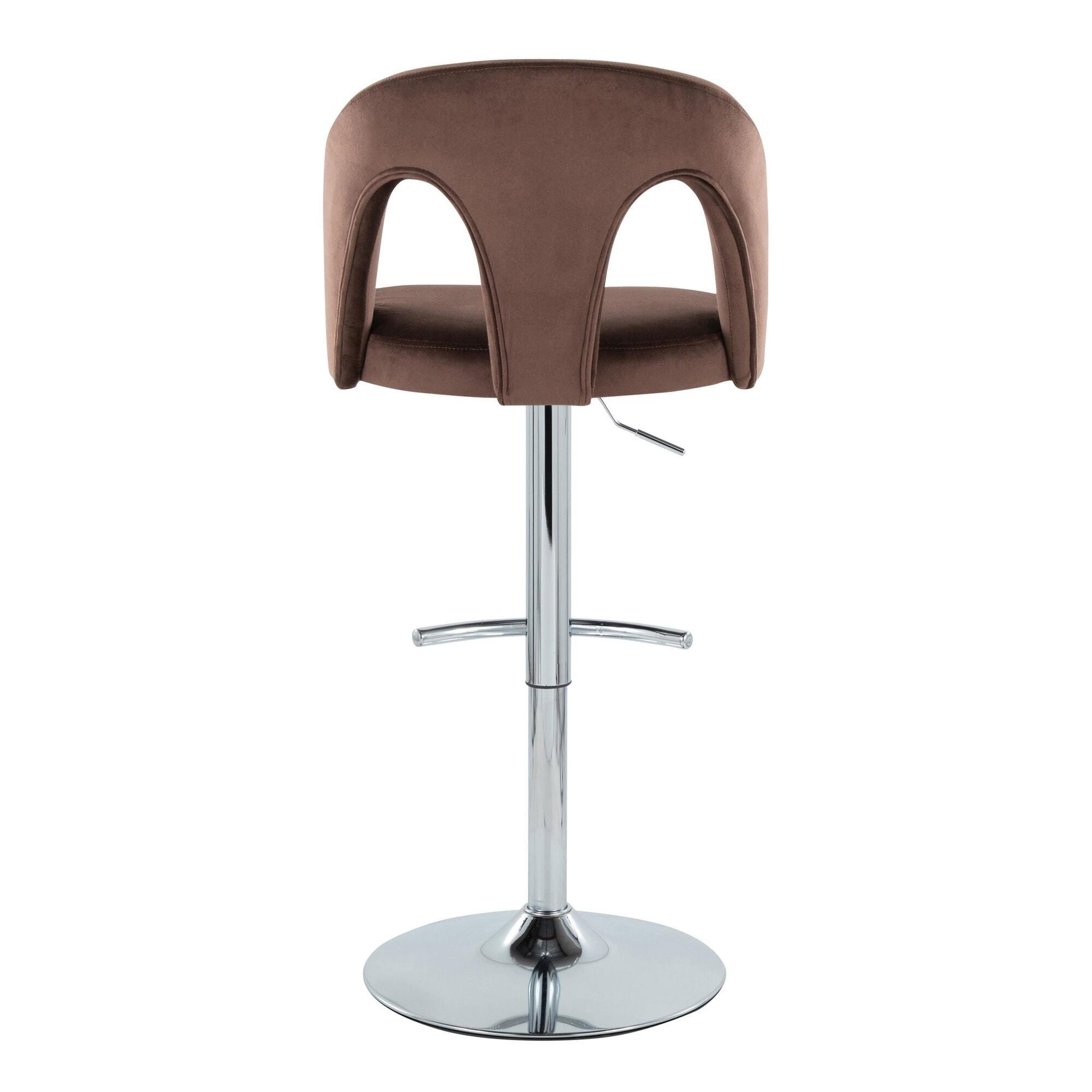 LumiSource Ava Adjustable Height Barstool (Set of 2), Chrome/Espresso, large