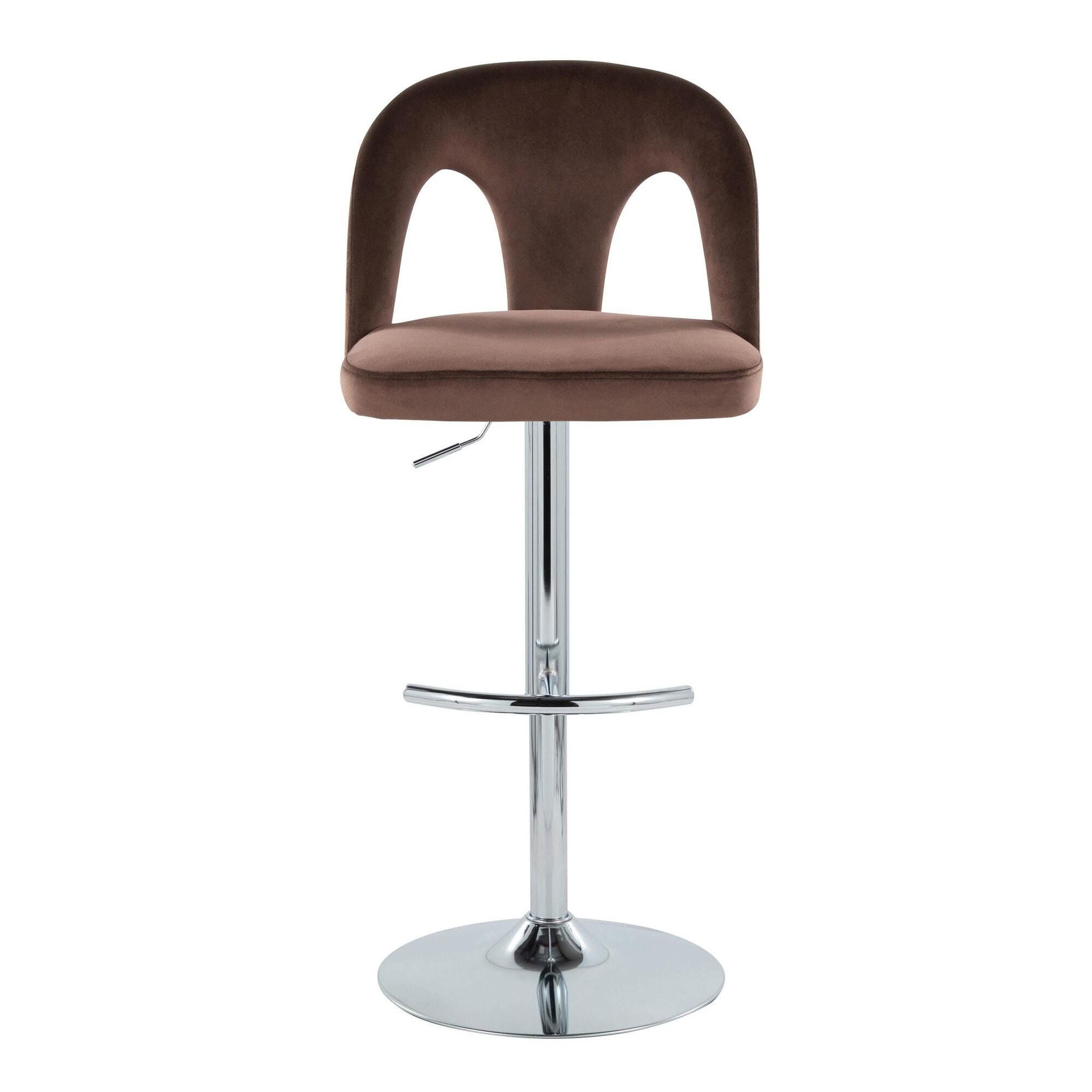 LumiSource Ava Adjustable Height Barstool (Set of 2), Chrome/Espresso, large