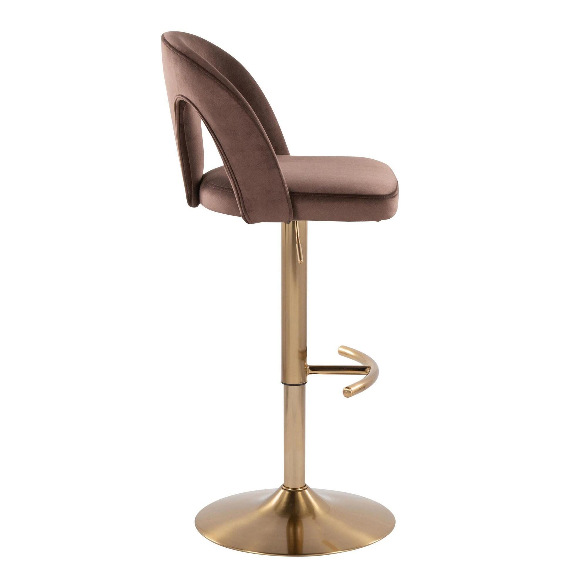 LumiSource Ava Adjustable Height Barstool (Set of 2), Gold/Espresso, large