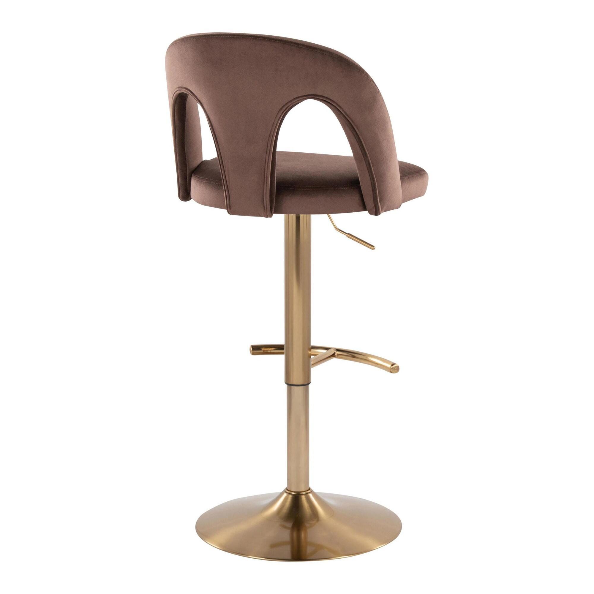 LumiSource Ava Adjustable Height Barstool (Set of 2), Gold/Espresso, large