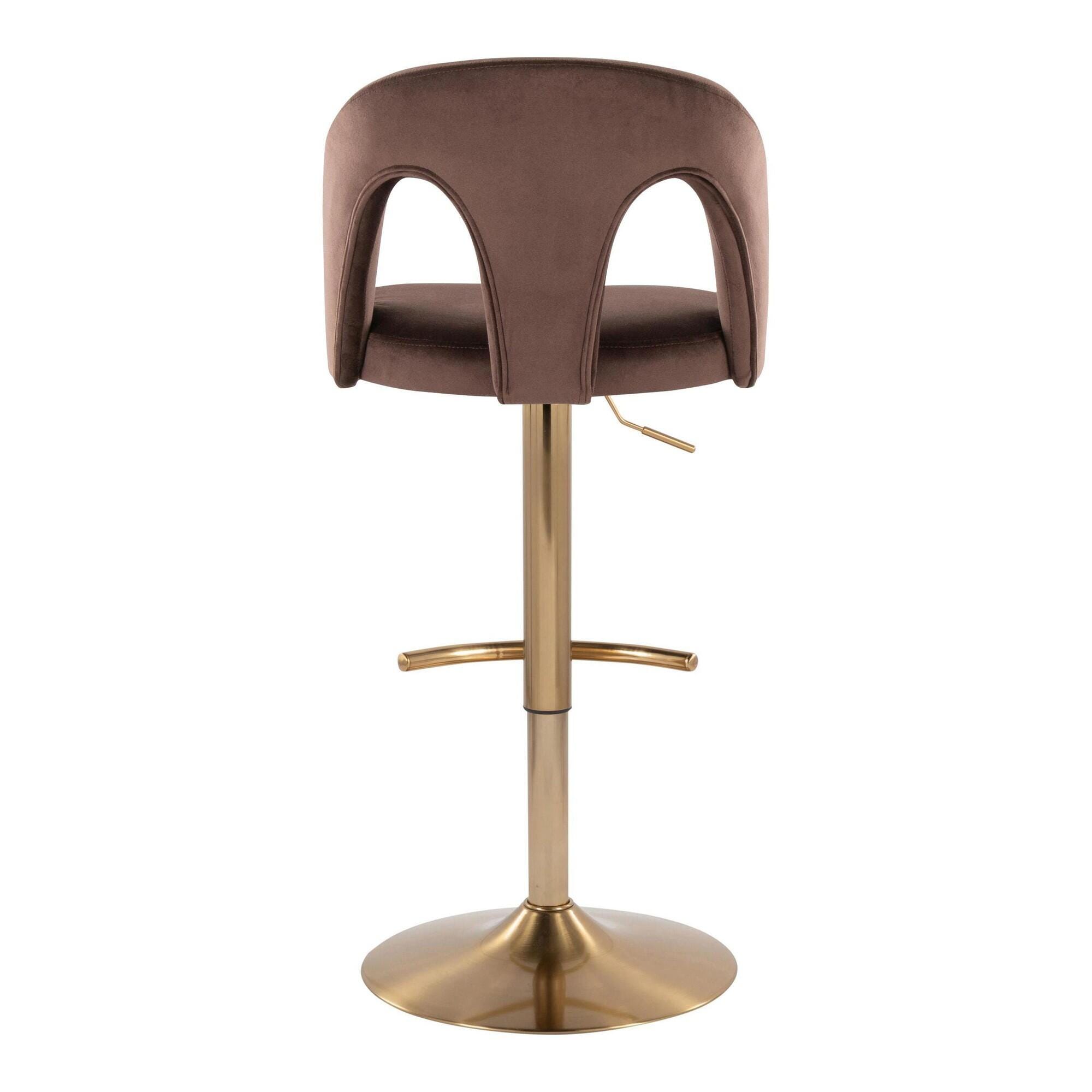 LumiSource Ava Adjustable Height Barstool (Set of 2), Gold/Espresso, large