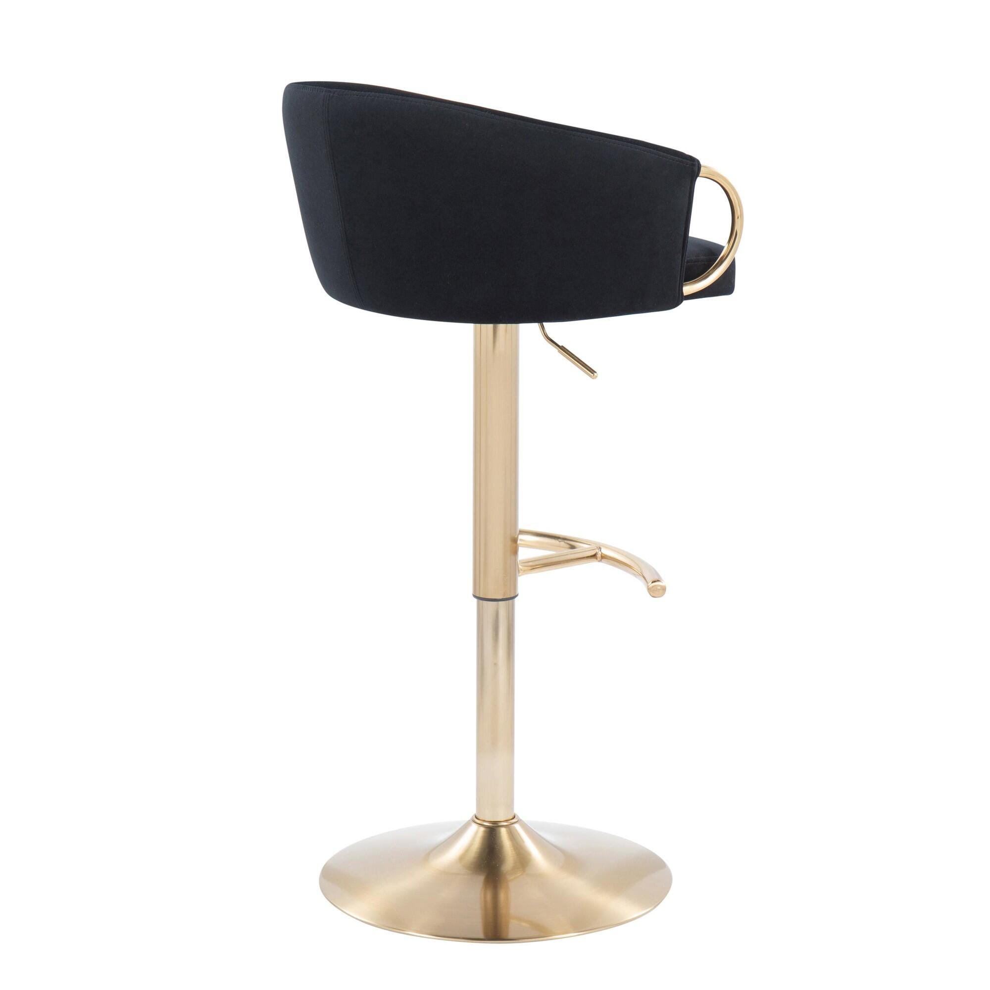 LumiSource Claire Adjustable Height Bar Stool (Set of 2), Gold/Black, large