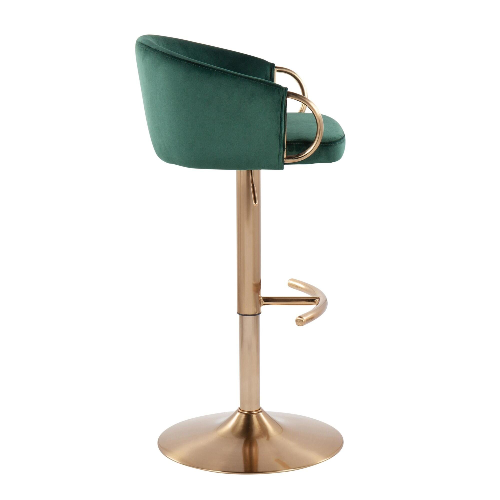 LumiSource Claire Adjustable Height Bar Stool (Set of 2), Gold/Green, large