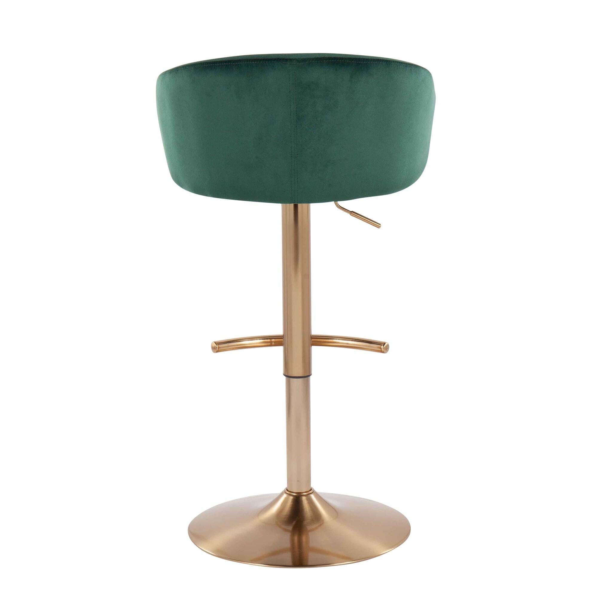 LumiSource Claire Adjustable Height Bar Stool (Set of 2), Gold/Green, large