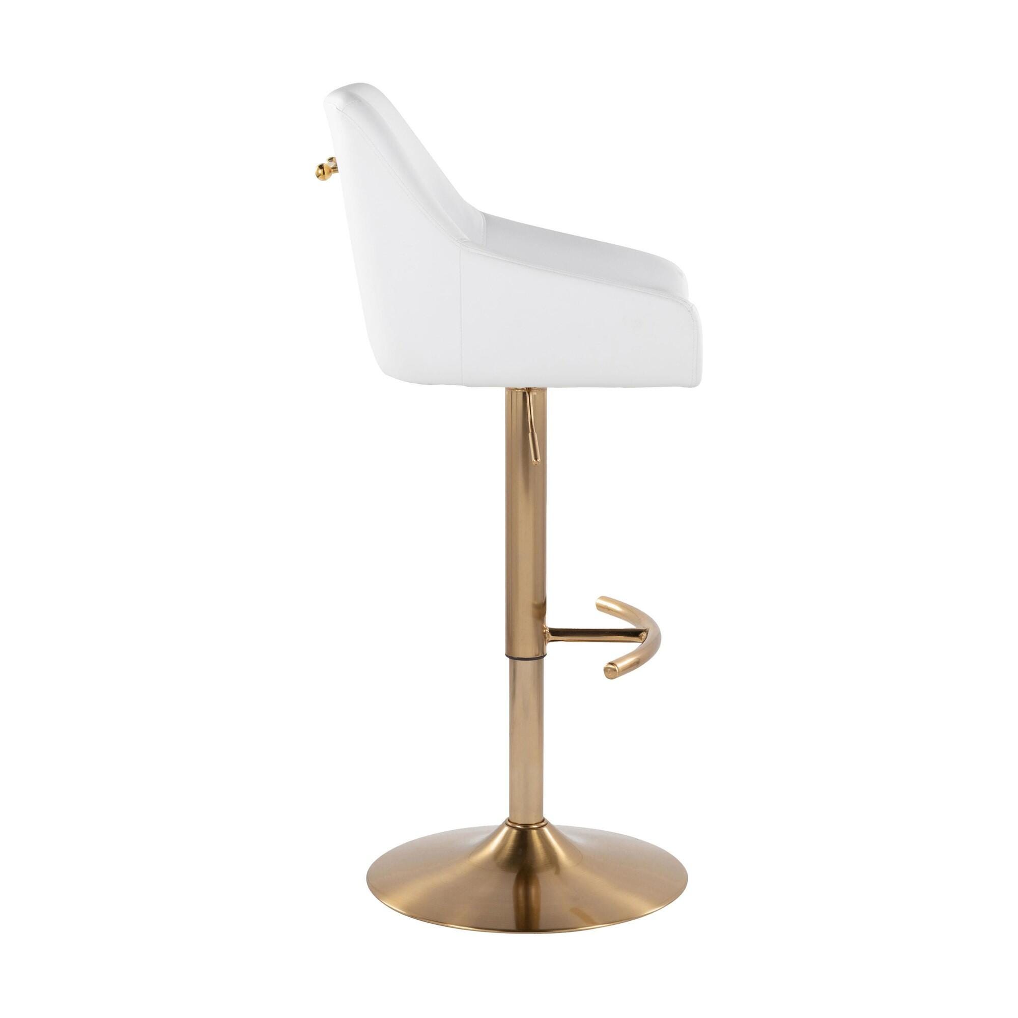 LumiSource Hannah Solid Adjustable Height Barstool (Set of 2), Gold/White, large